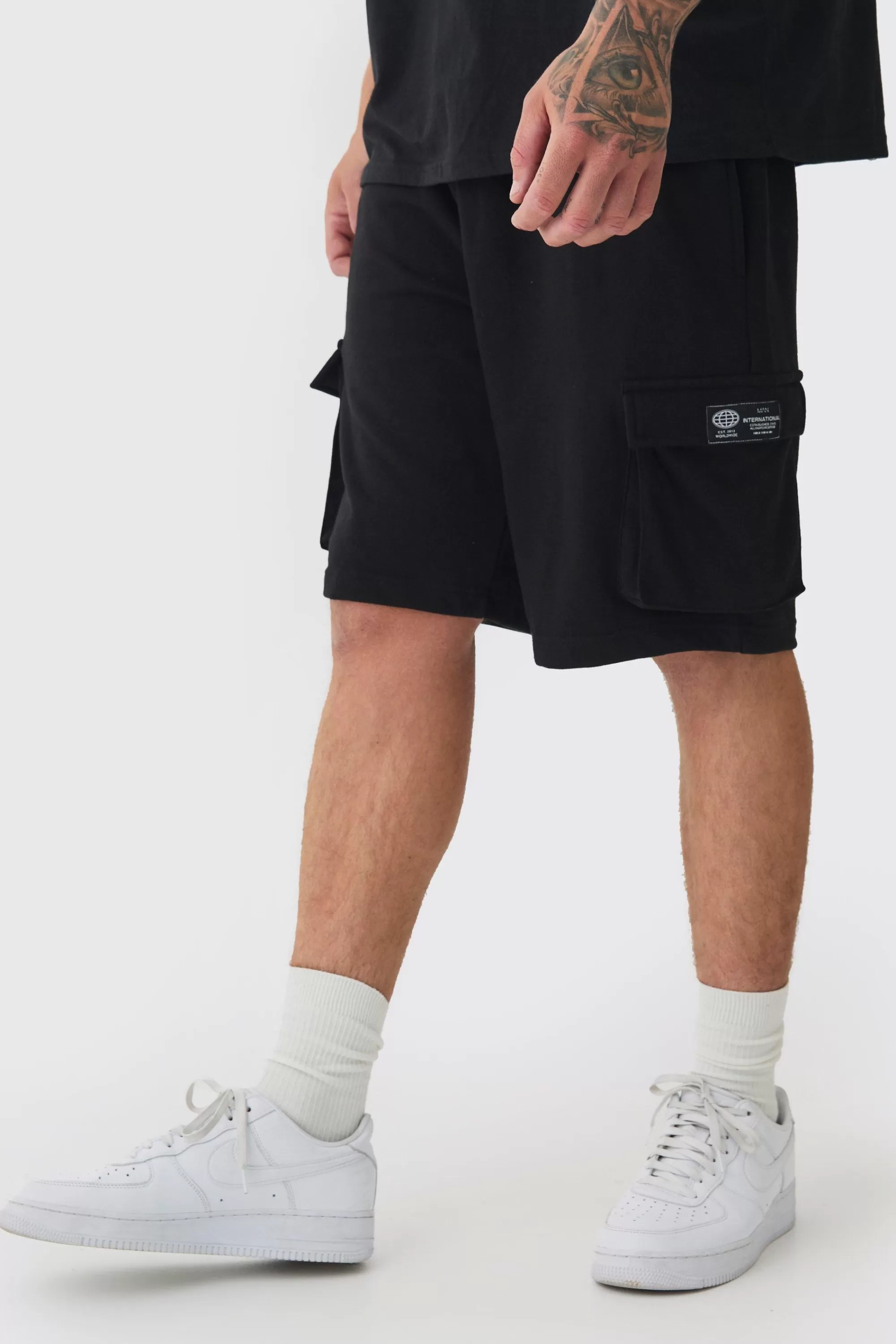 boohooMAN Tall Woven Tab Relaxed Fit Cargo Shorts | UK