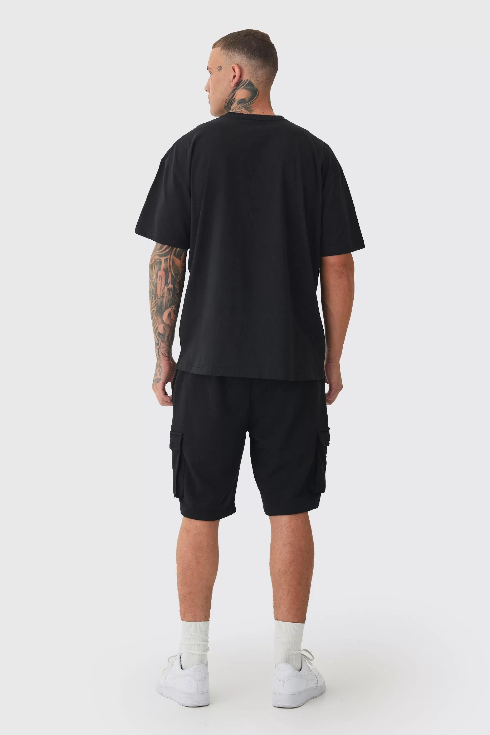 boohooMAN Tall Woven Tab Relaxed Fit Cargo Shorts | UK