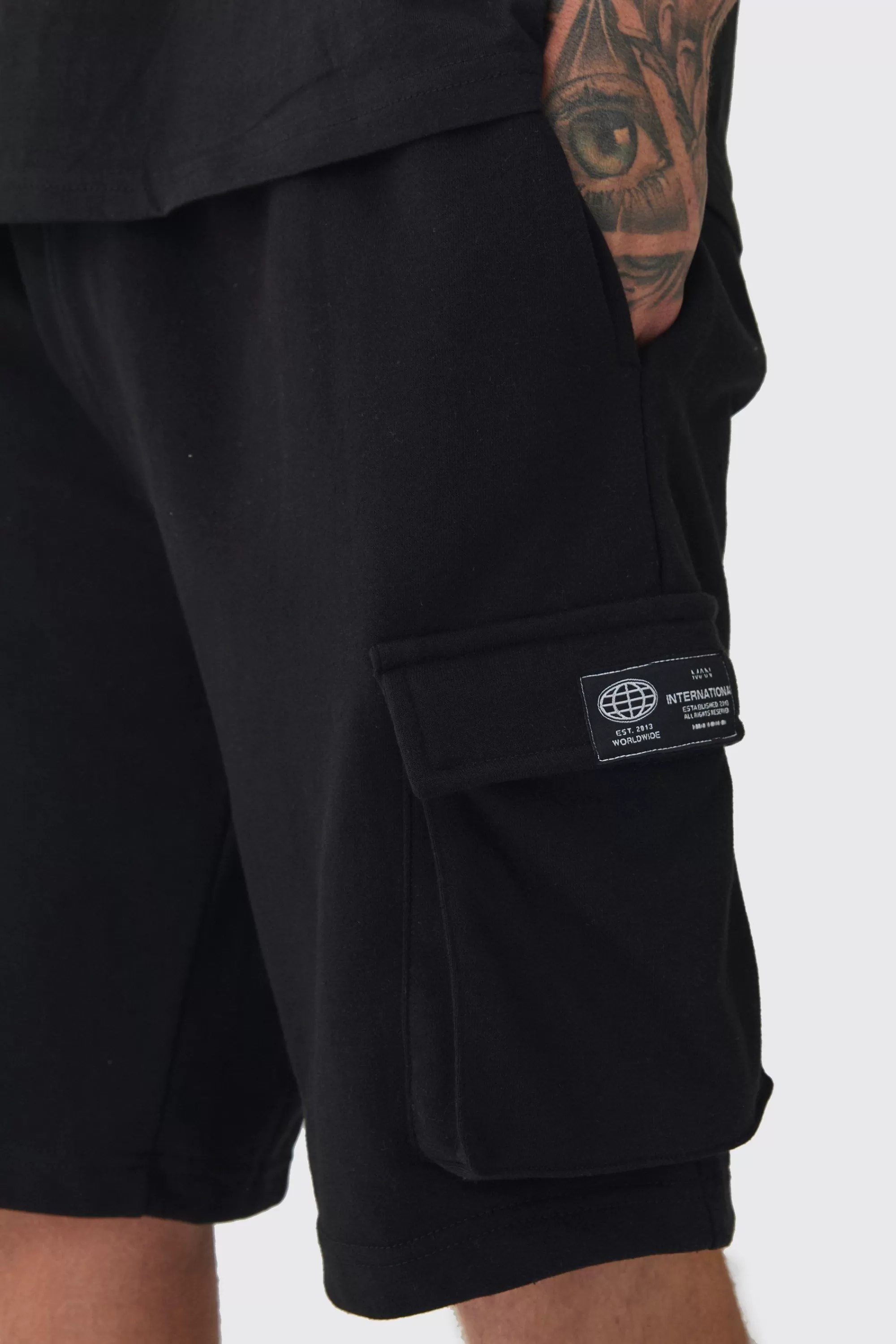 boohooMAN Tall Woven Tab Relaxed Fit Cargo Shorts | UK