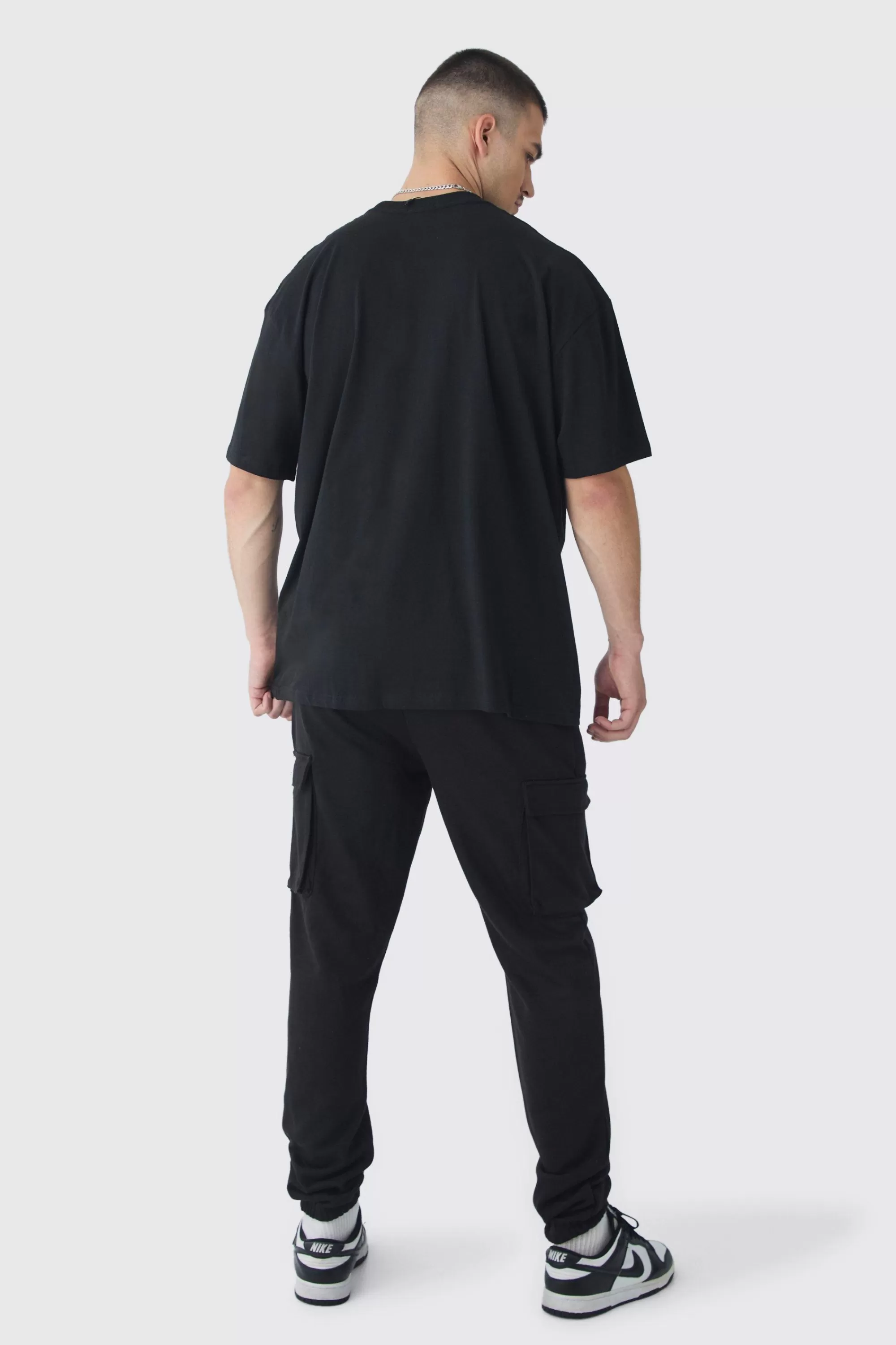 boohooMAN Tall Woven Tab Slim Fit Cargo Joggers | UK