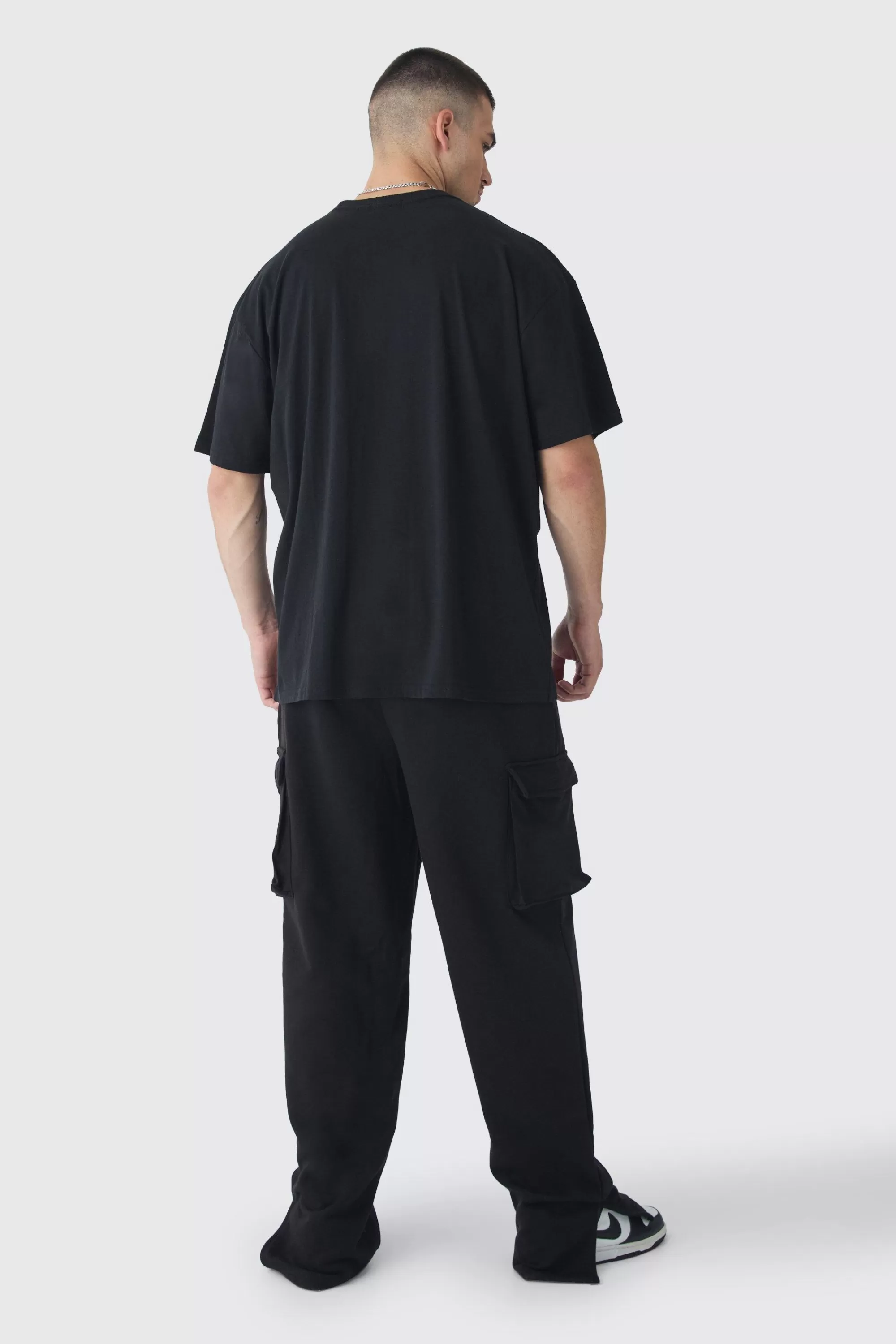 boohooMAN Tall Woven Tab Split Hem Relaxed Cargo Joggers | UK