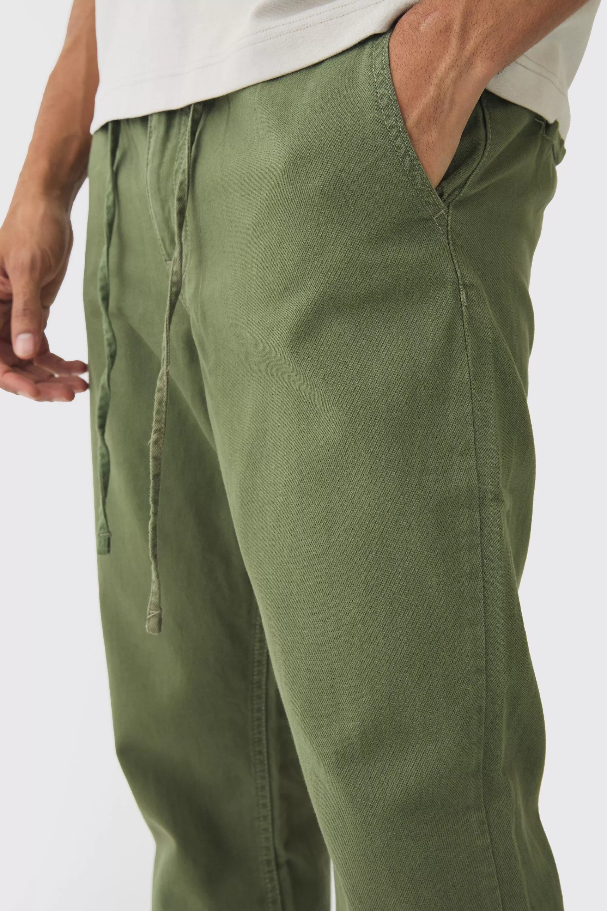 boohooMAN Tapered Chinos With Drawcords In | UK
