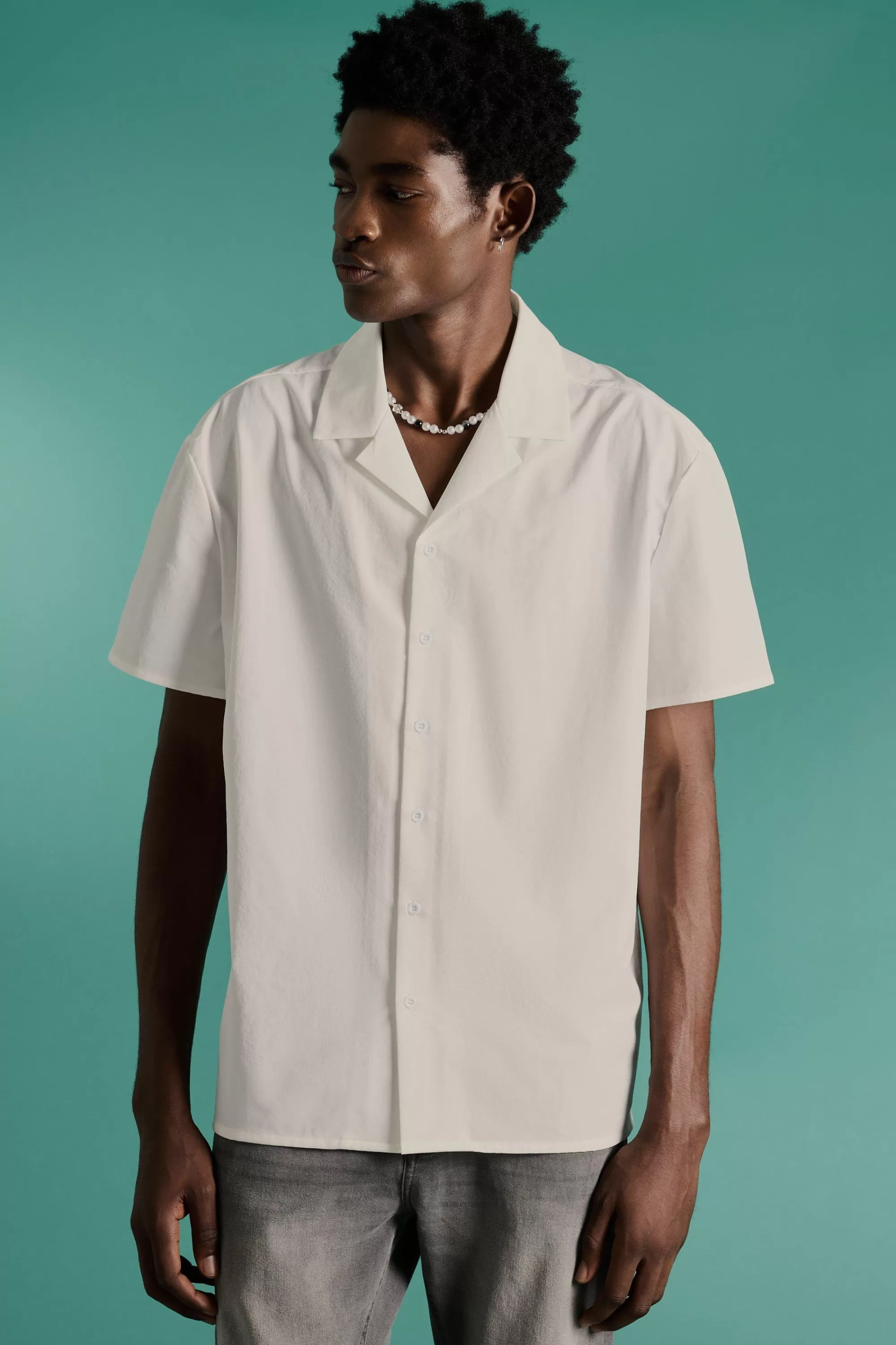 boohooMAN Technical Stretch Oversized Short Sleeve Shirt | UK