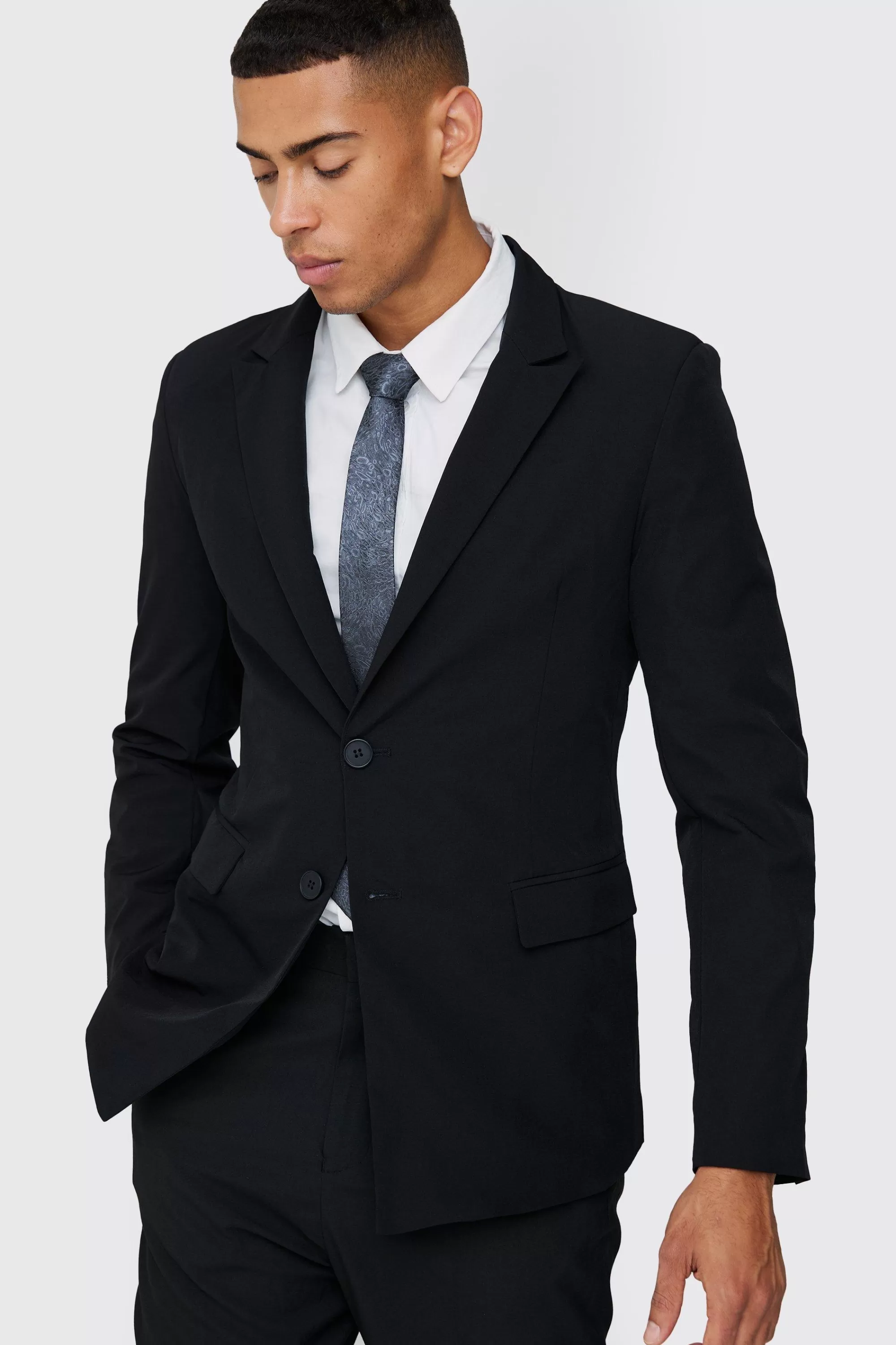 boohooMAN Technical Stretch Slim Fit Blazer | UK