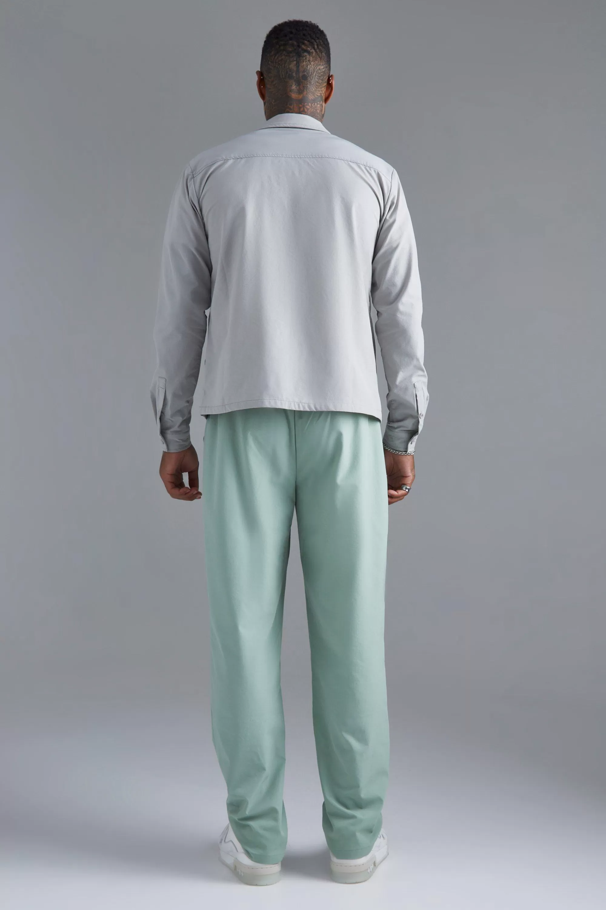 boohooMAN Technical Stretch Straight Trouser | UK