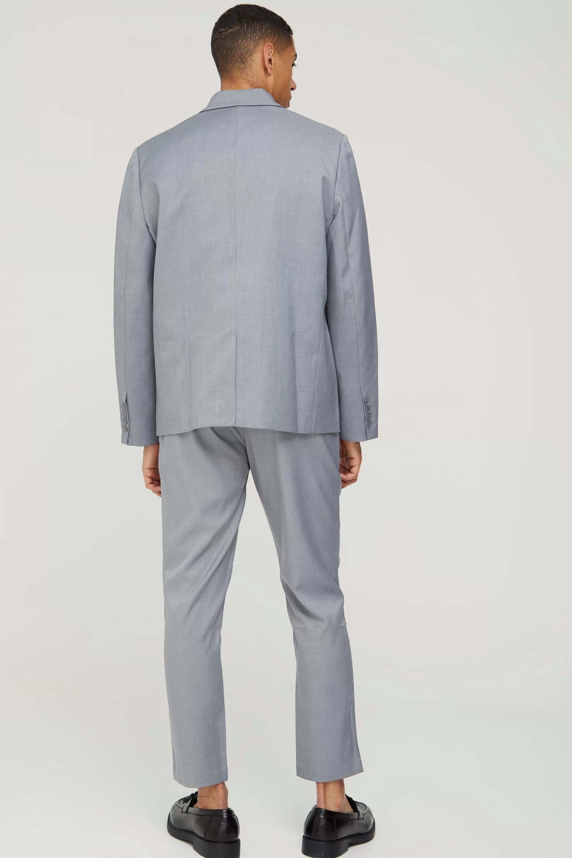 boohooMAN Textured Double Breasted Suit Jacket | UK