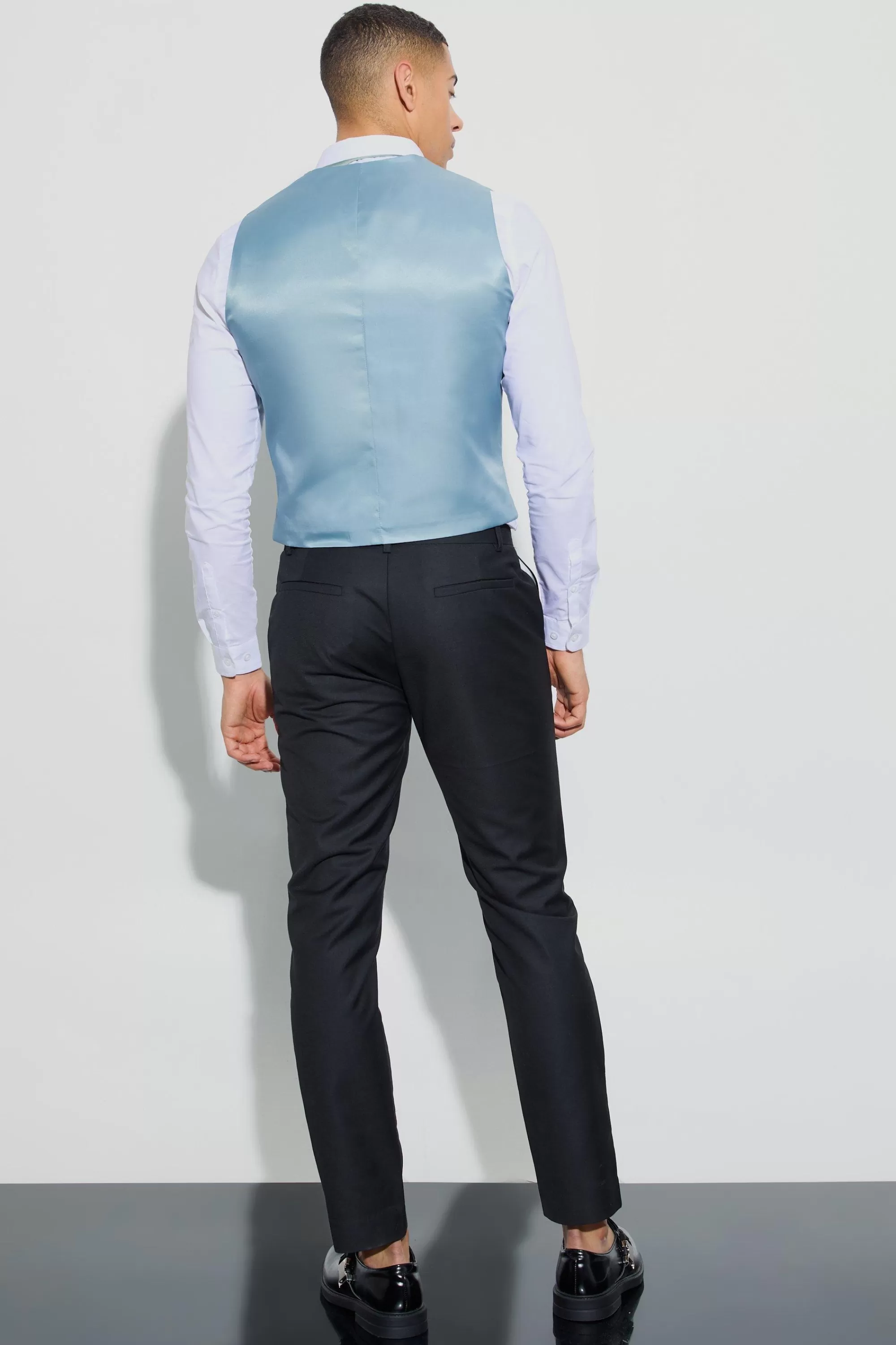 boohooMAN Textured Double Breasted Waistcoat | UK
