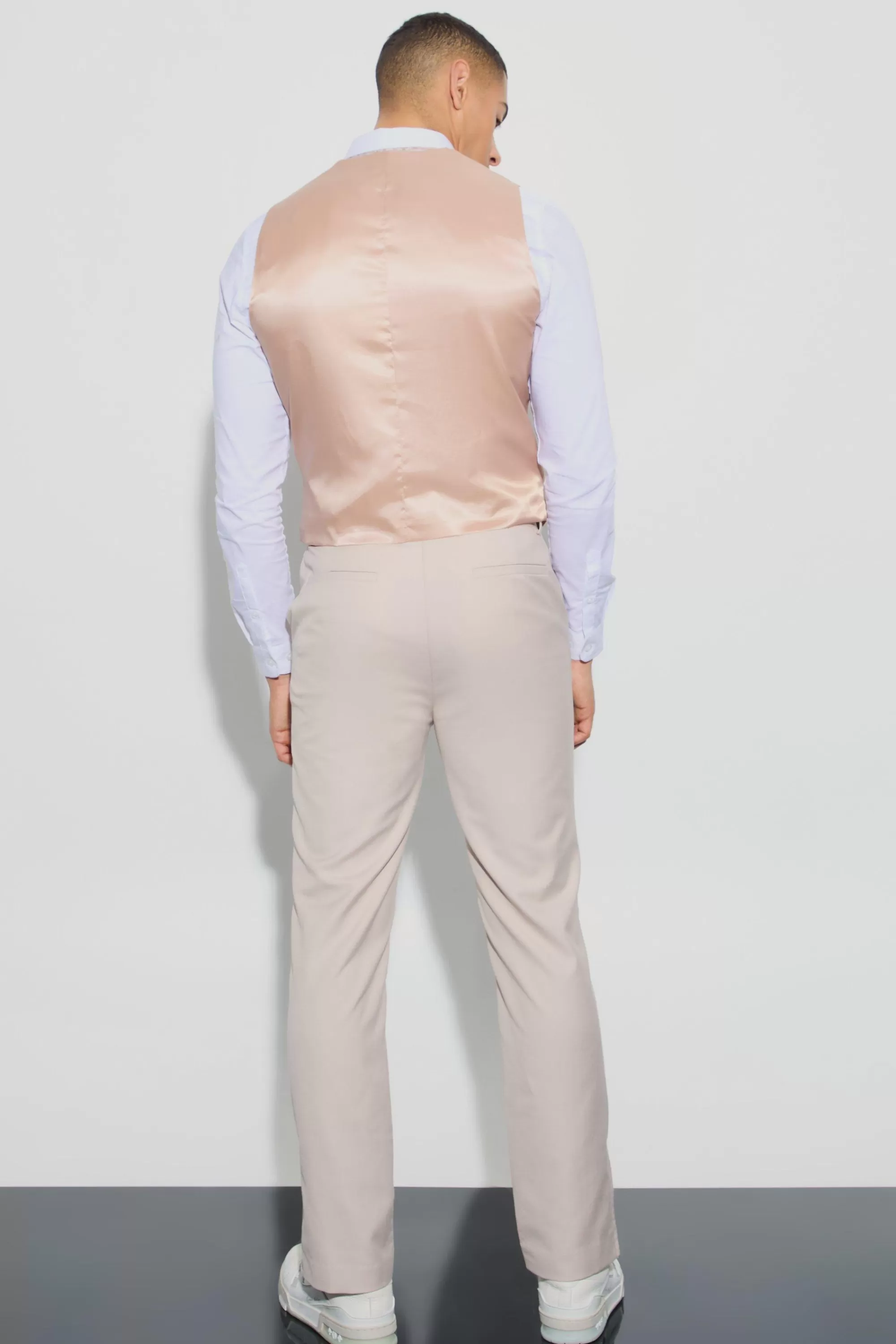 boohooMAN Textured Double Breasted Waistcoat | UK