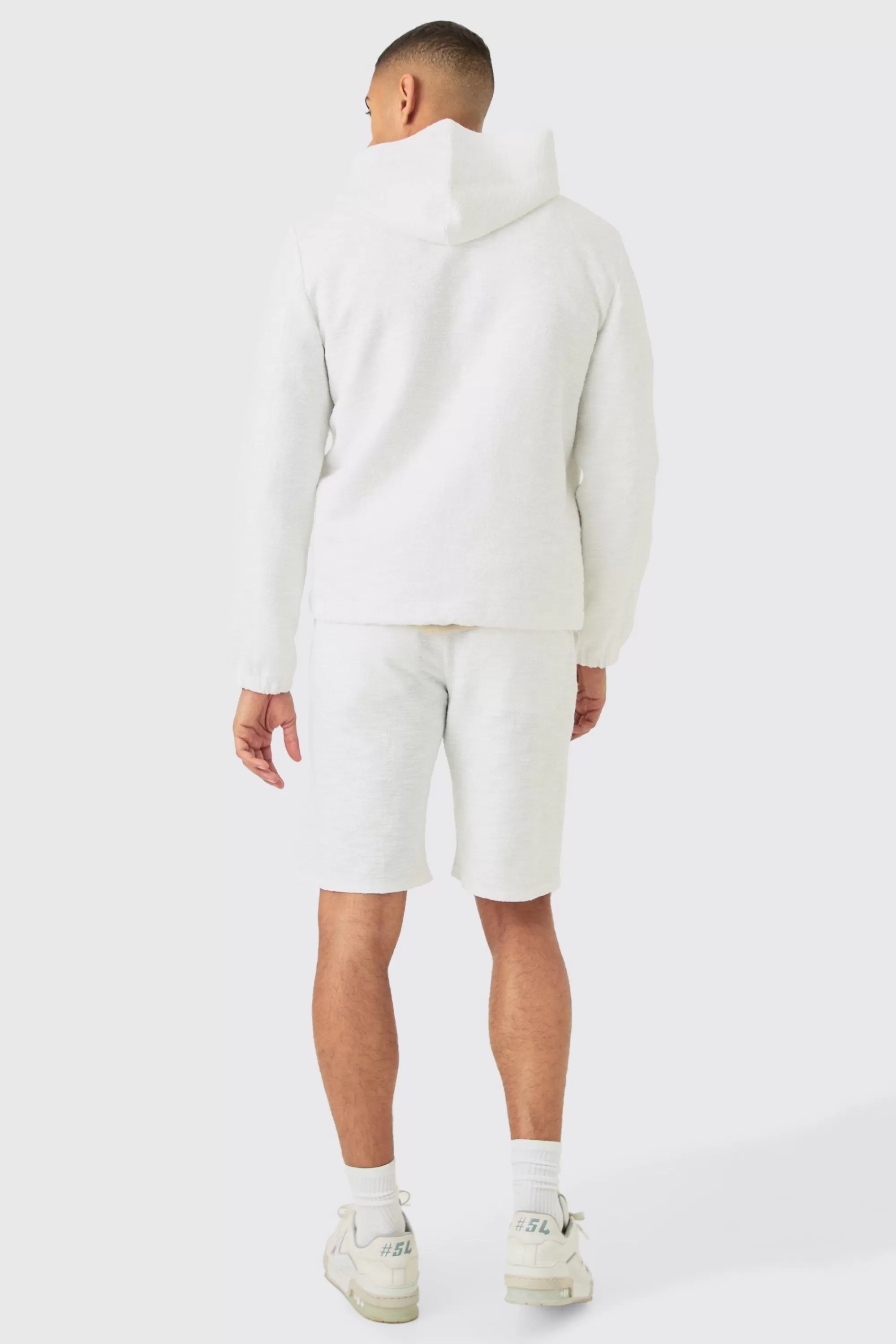 boohooMAN Textured Jacquard Fixed Waist Smart Cargo Shorts | UK