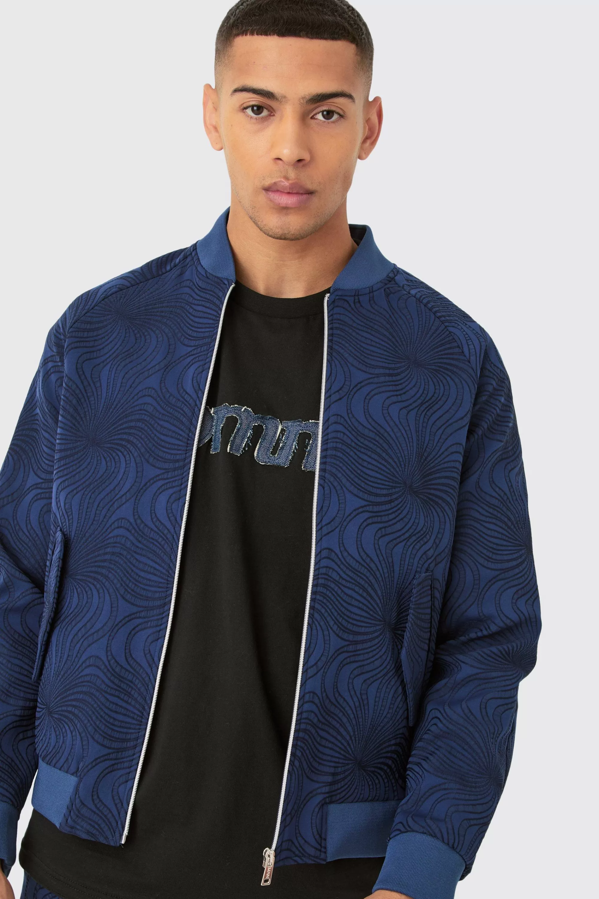 boohooMAN Textured Regular Fit Tailored Bomber Jacket | UK
