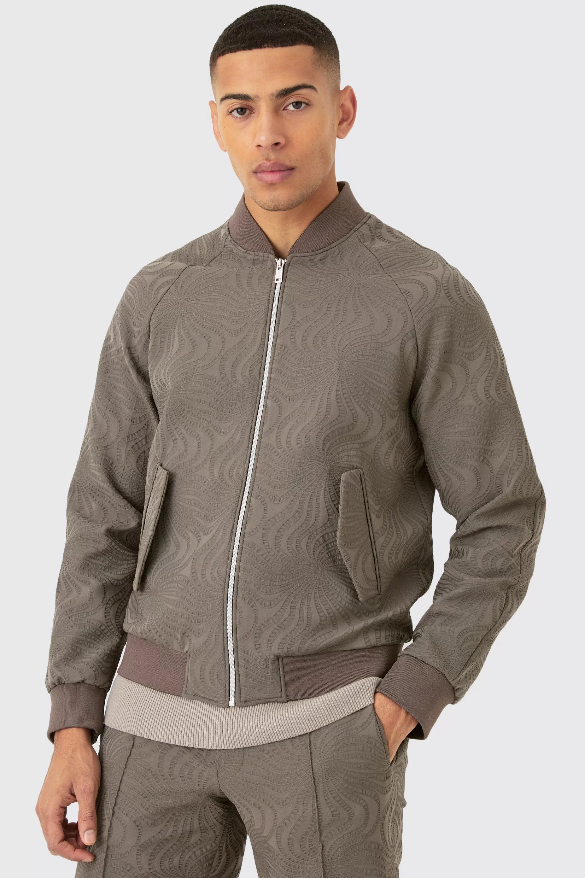 boohooMAN Textured Regular Fit Tailored Bomber Jacket | UK