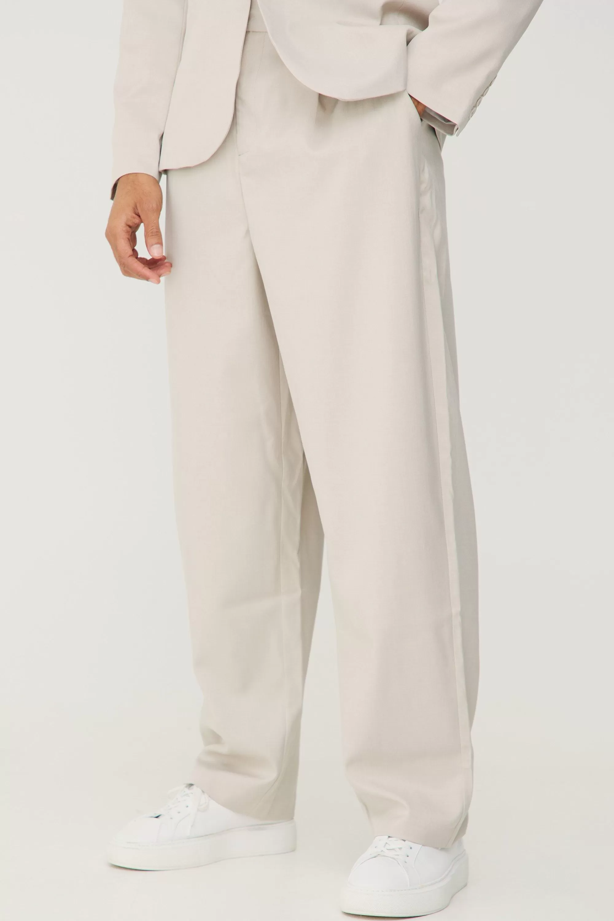 boohooMAN Textured Relaxed Fit Trousers | UK