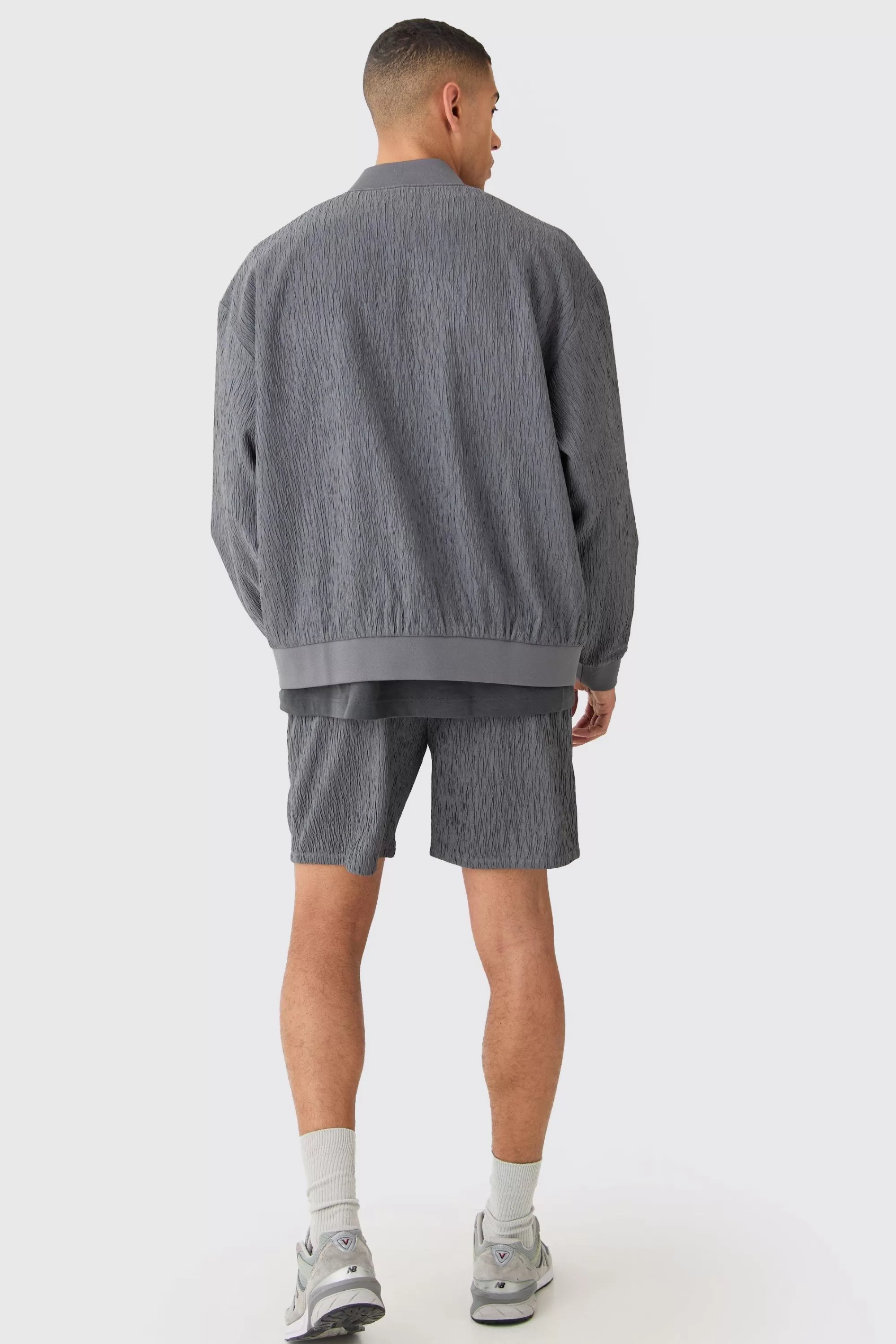 boohooMAN Textured Satin Elasticated Waist Shorts | UK