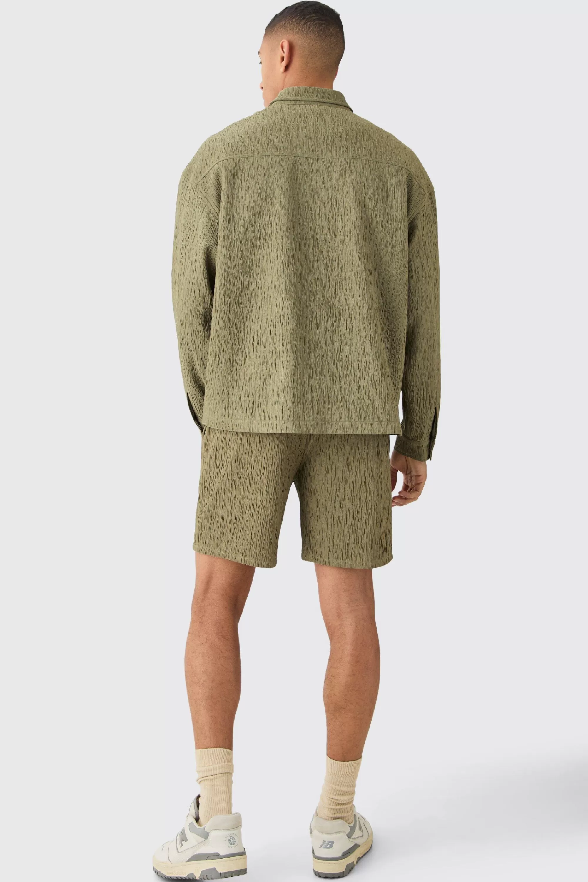 boohooMAN Textured Satin Oversized Fit Zip Up Harrington Suit | UK