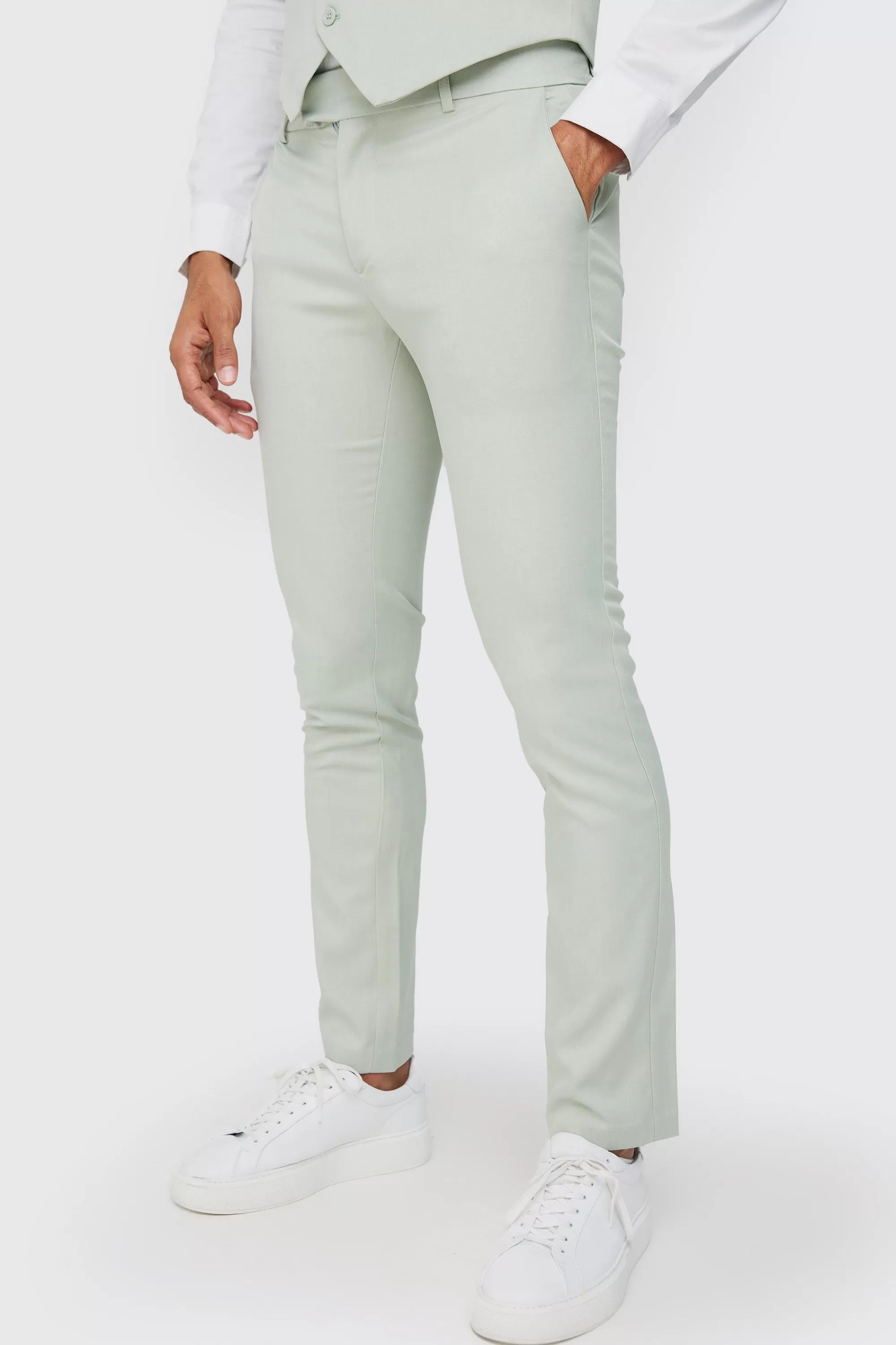 boohooMAN Textured Skinny Fit Suit Trousers | UK
