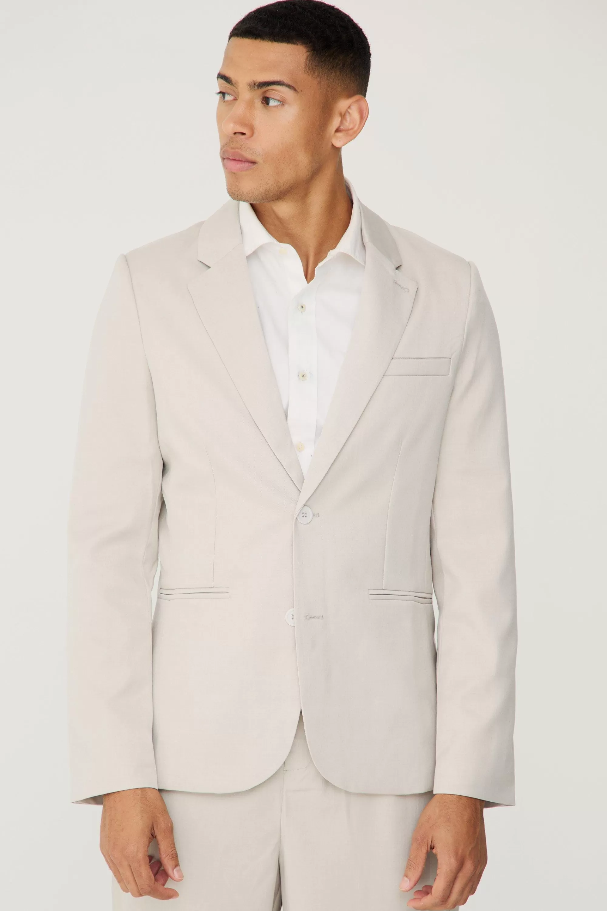 boohooMAN Textured Skinny Single Breasted Suit Jacket | UK