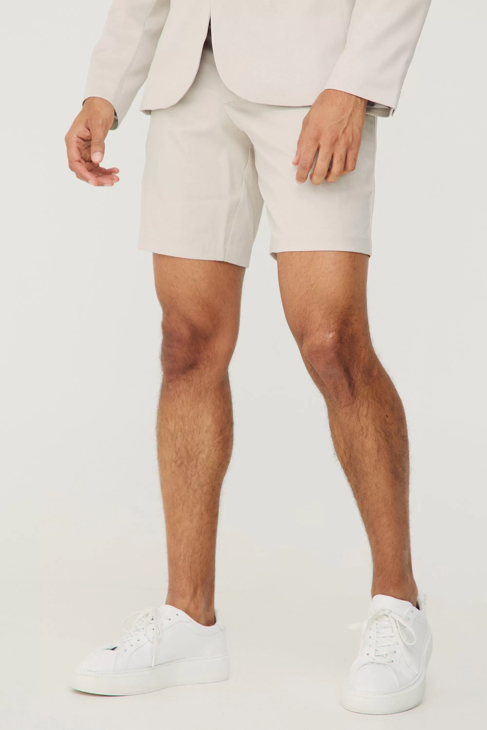 boohooMAN Textured Slim Fit Suit Shorts | UK