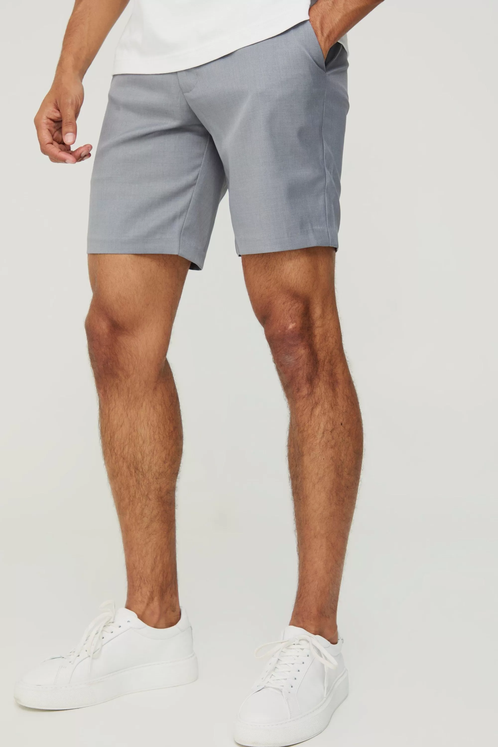 boohooMAN Textured Slim Fit Suit Shorts | UK