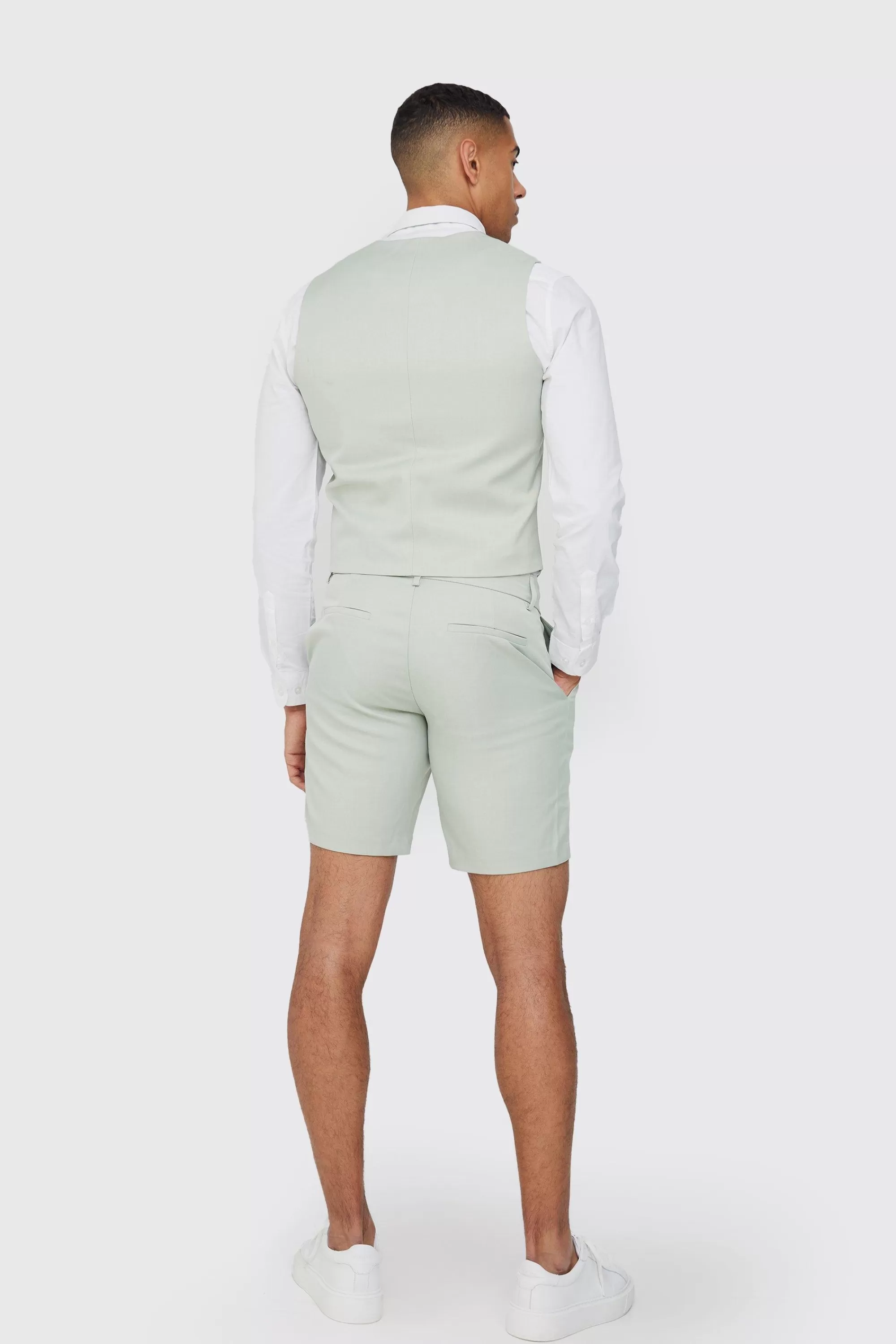 boohooMAN Textured Slim Fit Suit Shorts | UK