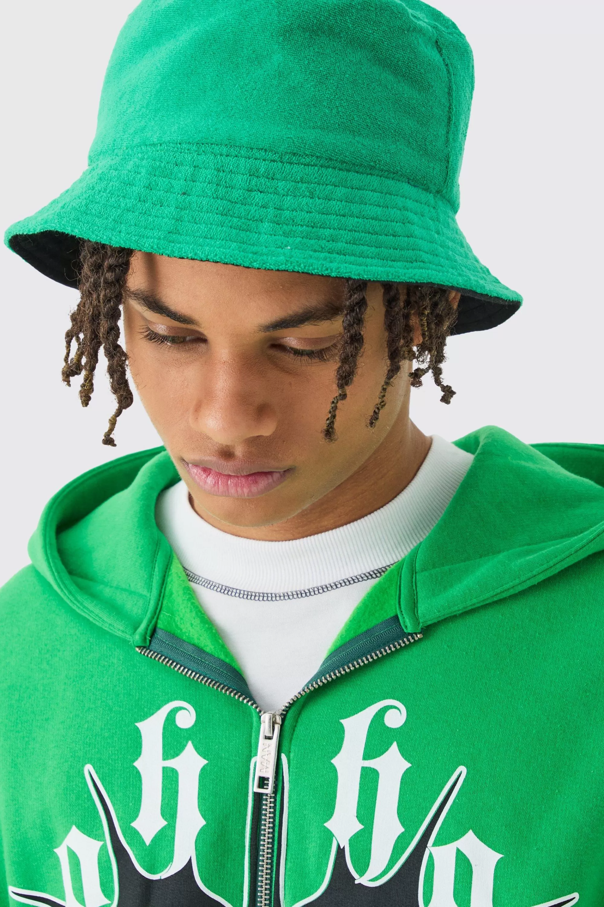 boohooMAN Towelling Bucket Hat In | UK