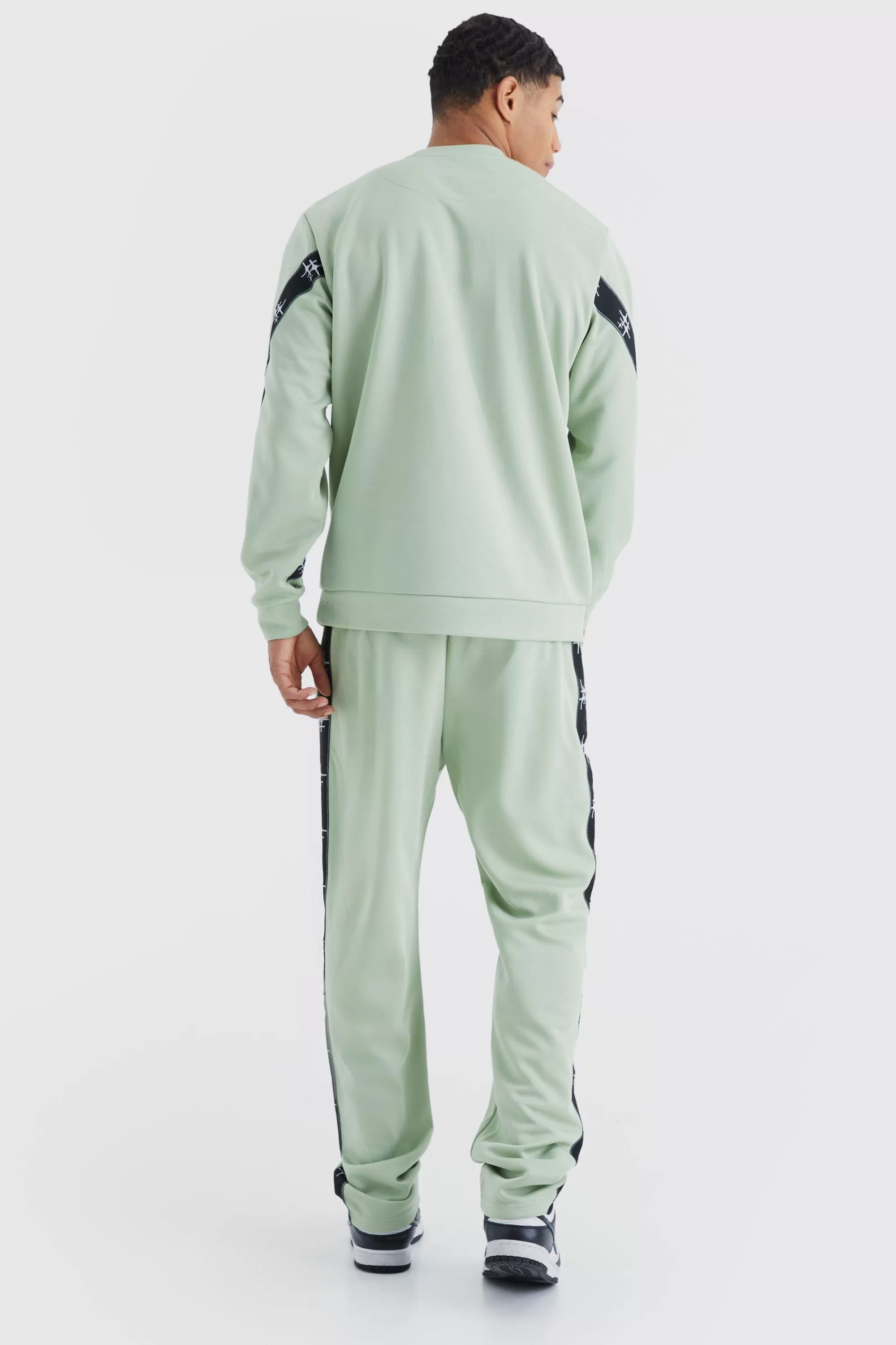 boohooMAN Tricot Tape Side Sweatshirt Tracksuit | UK