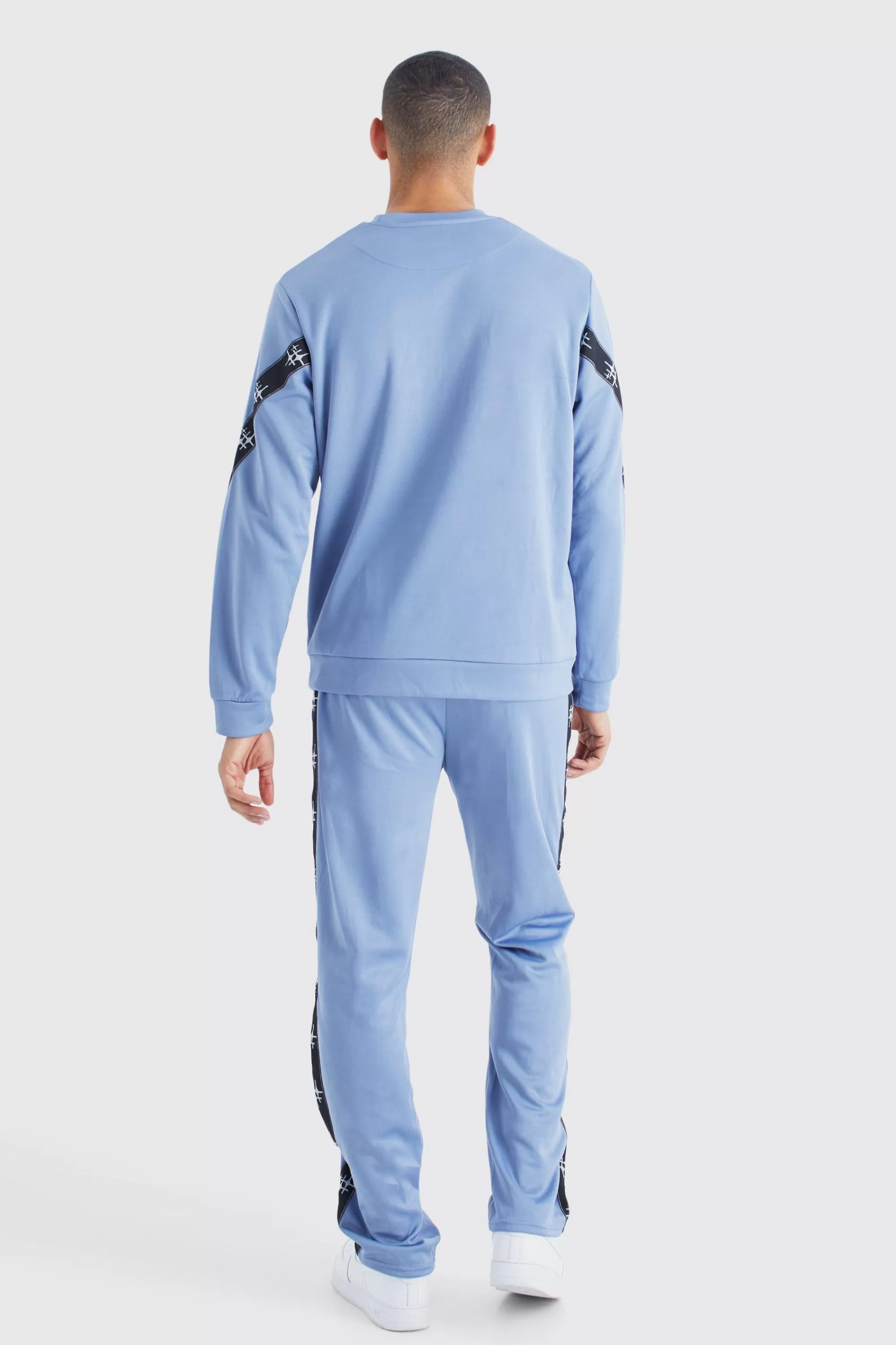 boohooMAN Tricot Tape Side Sweatshirt Tracksuit | UK