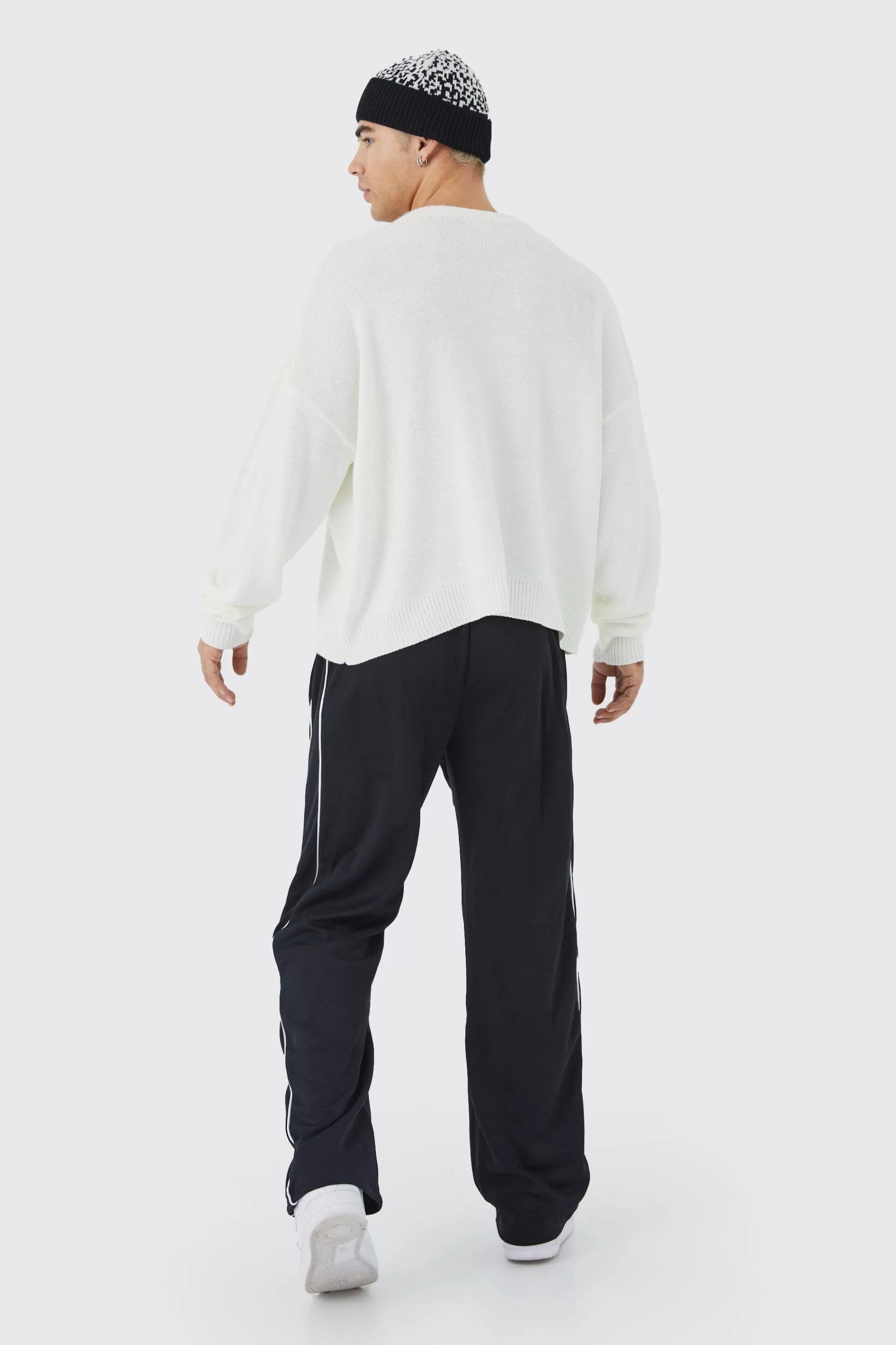 boohooMAN Tricot Wide Leg Jogger | UK