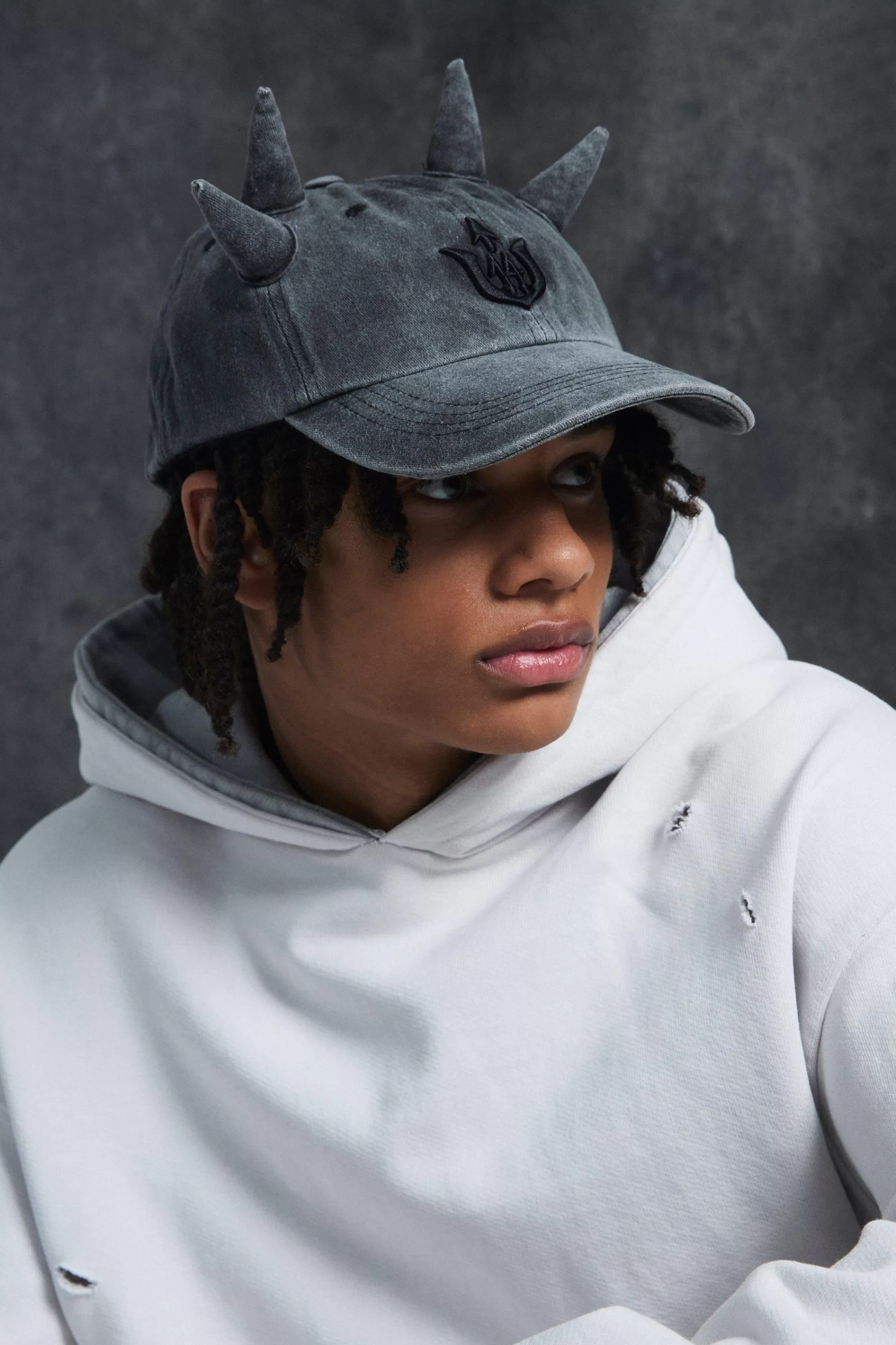 boohooMAN Trippie Redd Graphic Double Horn Cap In | UK