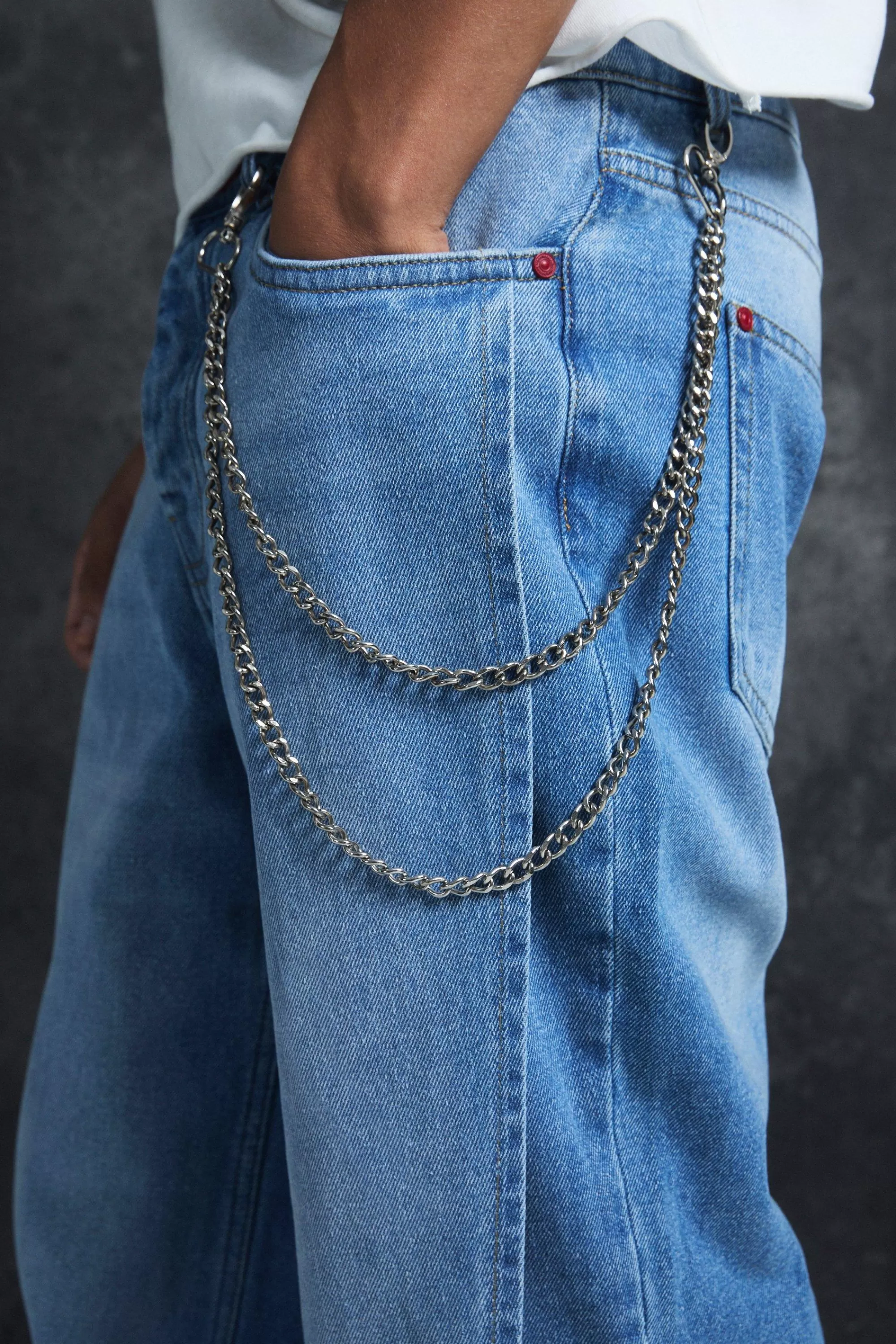boohooMAN Trippie Redd Relaxed Rigid Gusset Panel Denim Jeans | UK