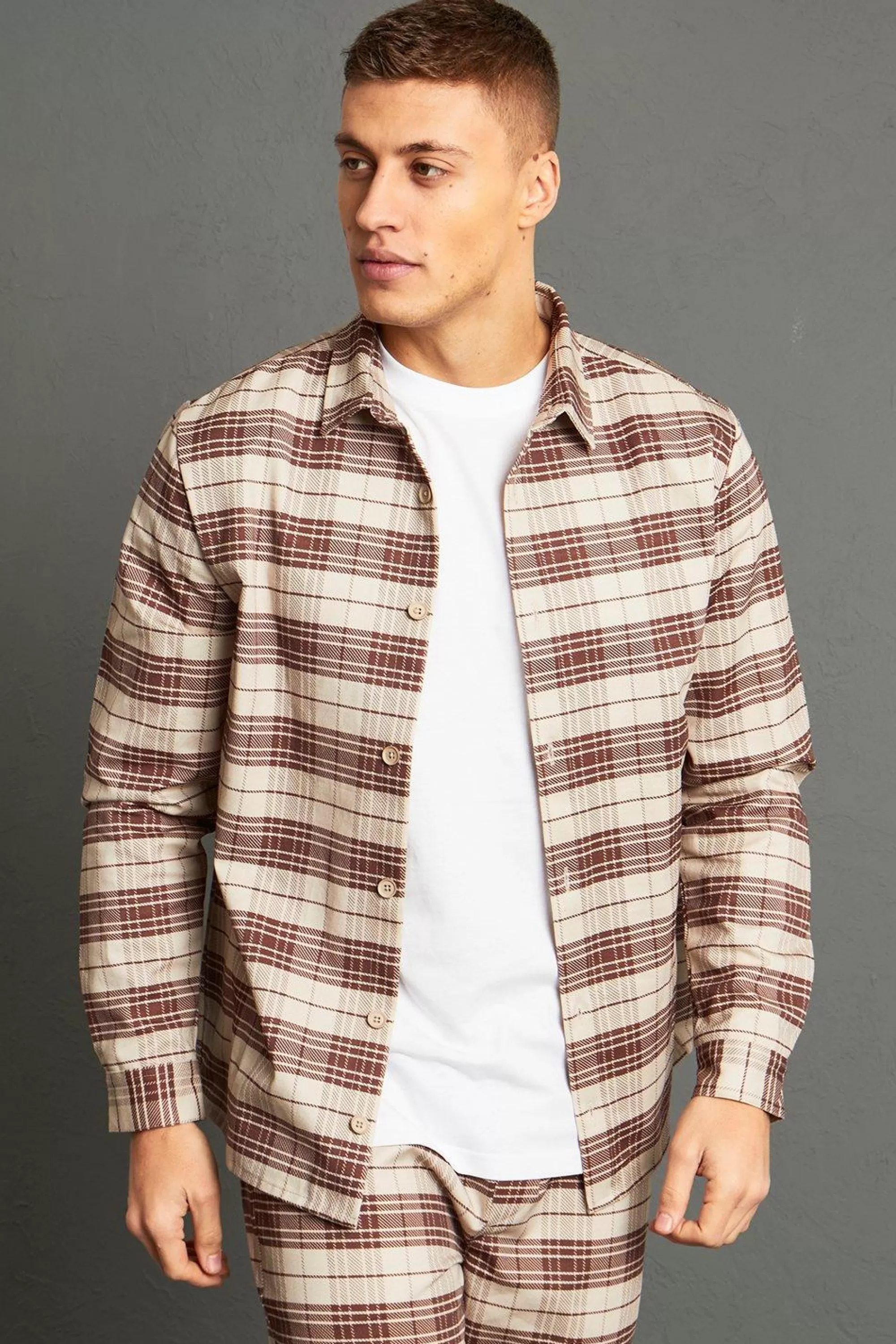boohooMAN Twill Check Overshirt | UK