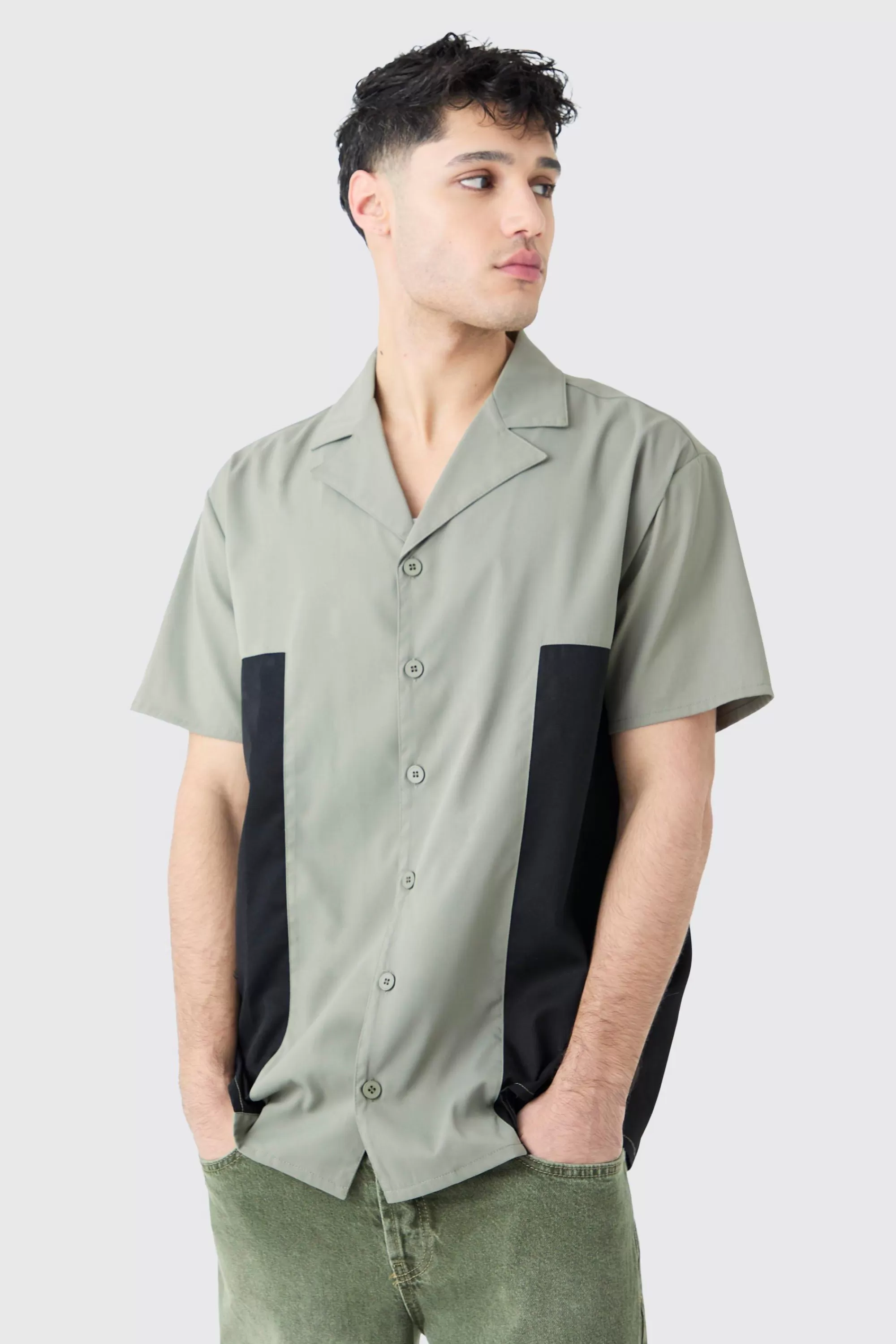 boohooMAN Twill Short Sleeve Gusset Detail Set | UK