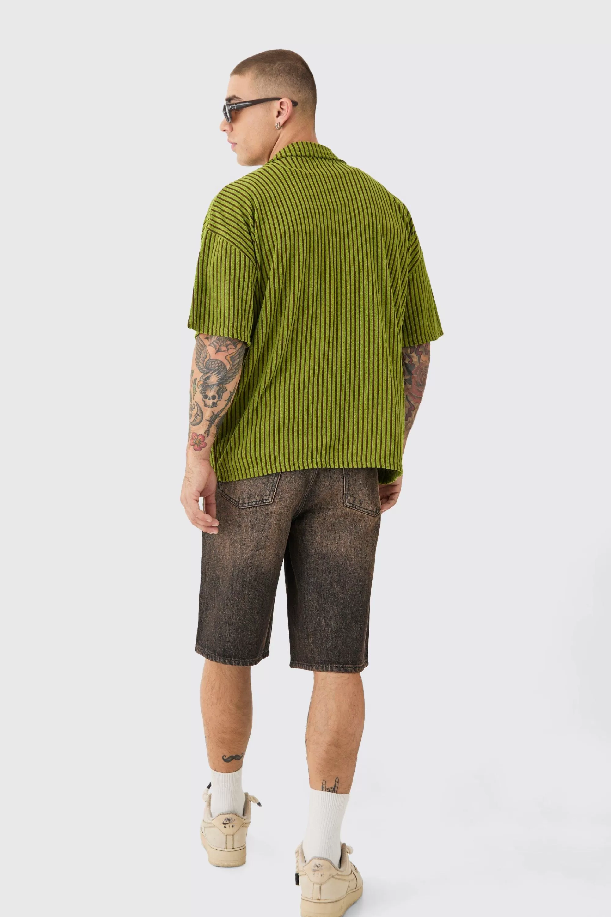 boohooMAN Two Tone Towelling Boxy Shirt | UK