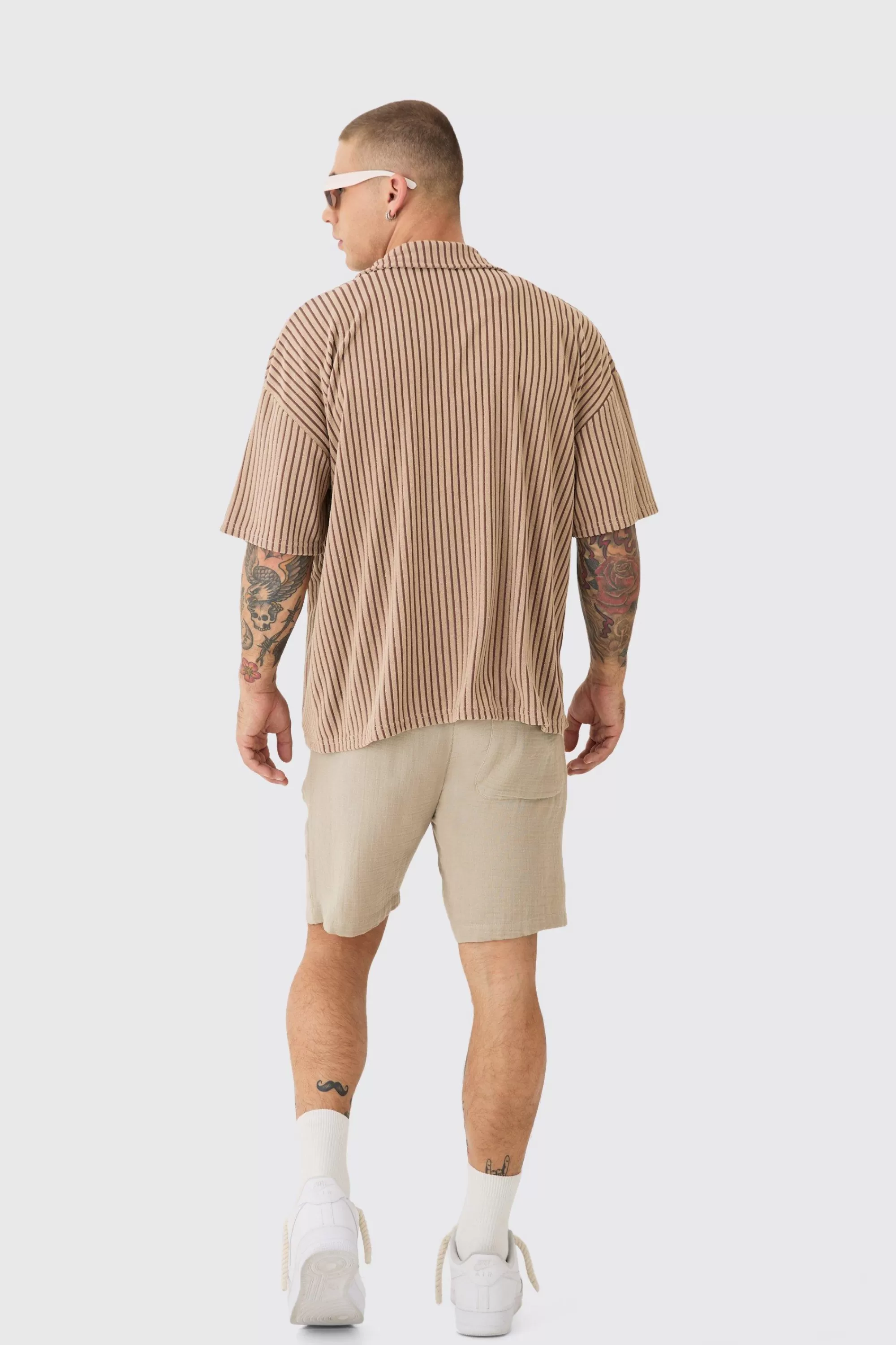 boohooMAN Two Tone Towelling Boxy Shirt | UK