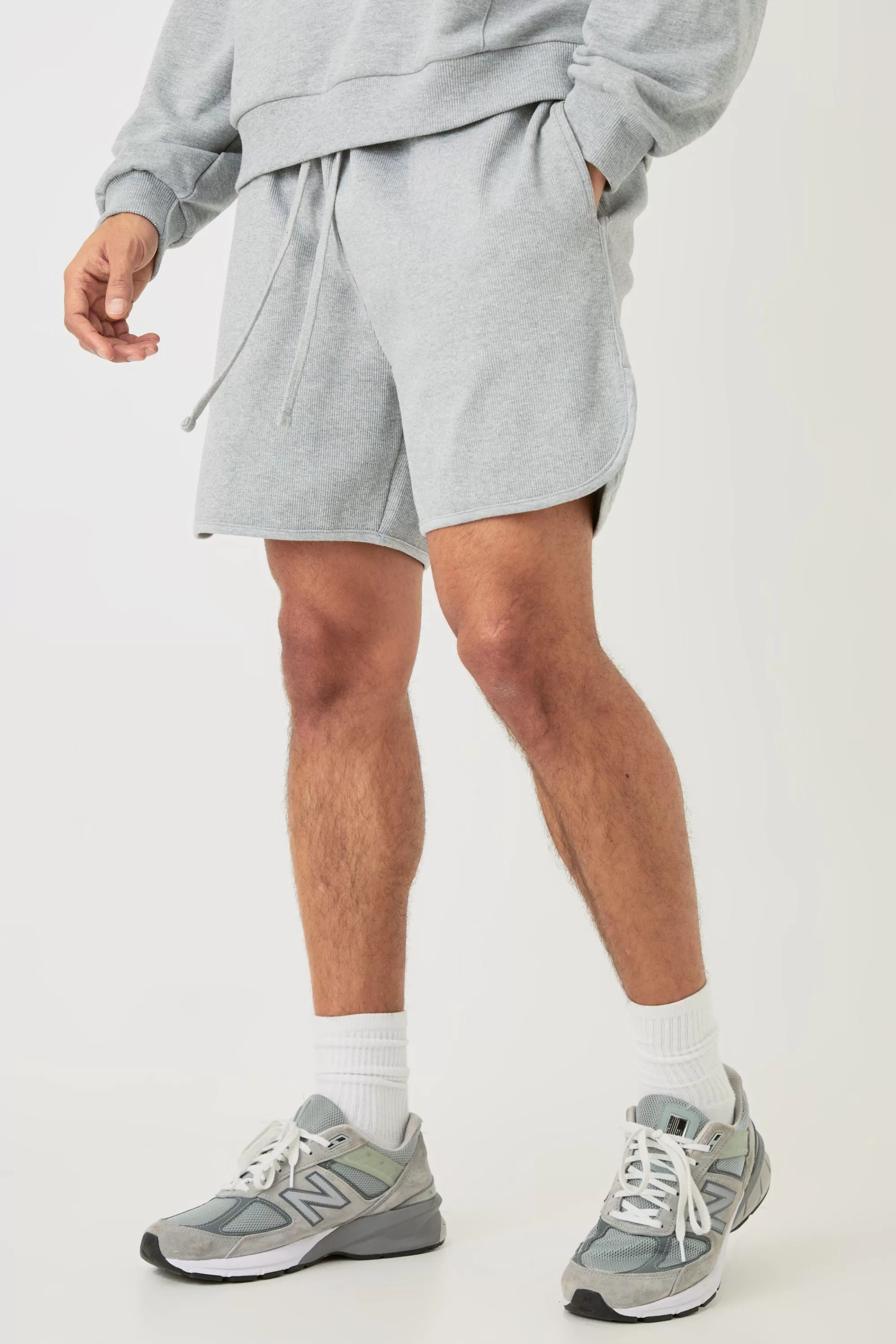 boohooMAN Volley Short Length Heavyweight Ribbed Short | UK