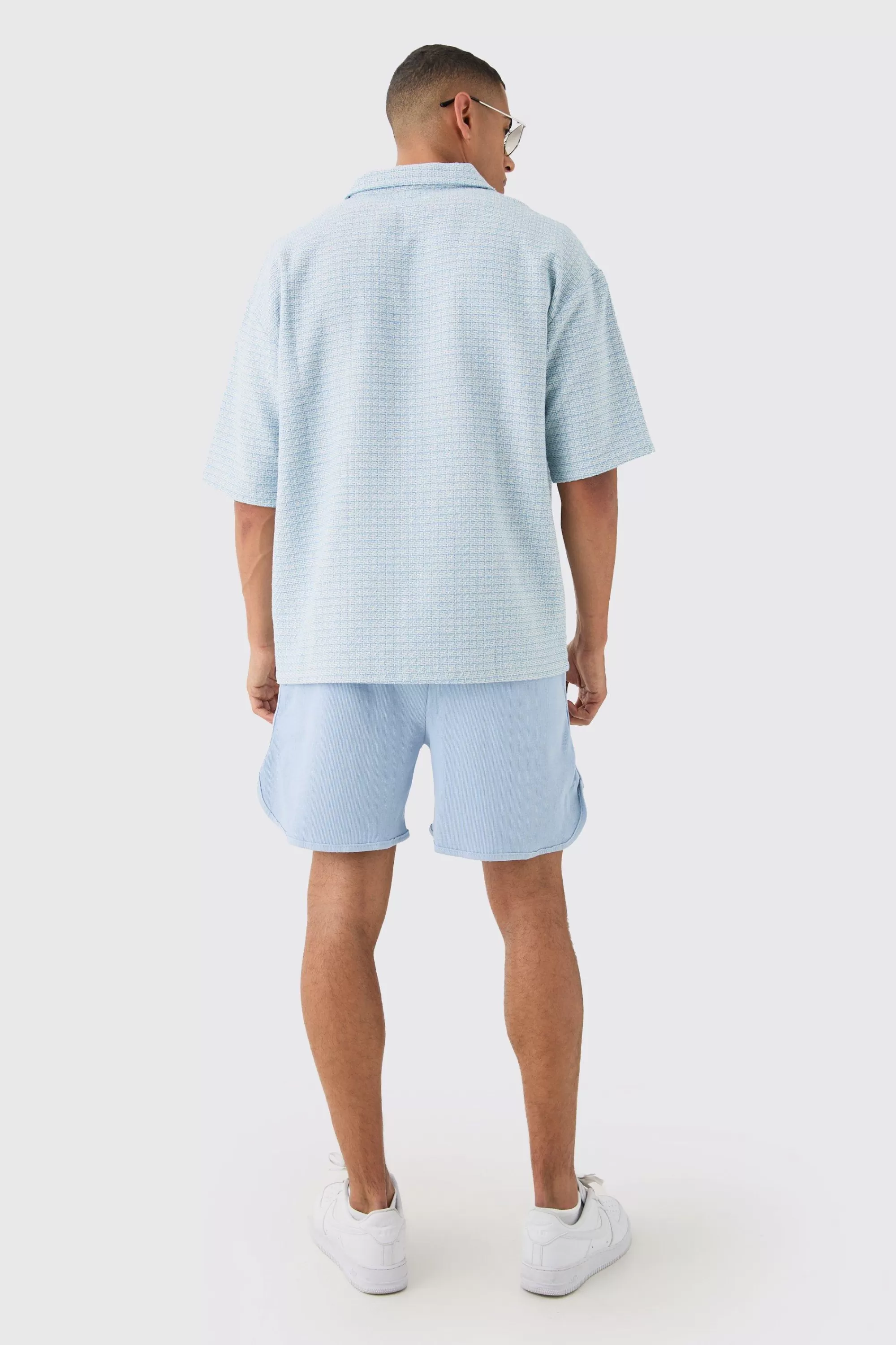 boohooMAN Volley Short Length Heavyweight Ribbed Short | UK