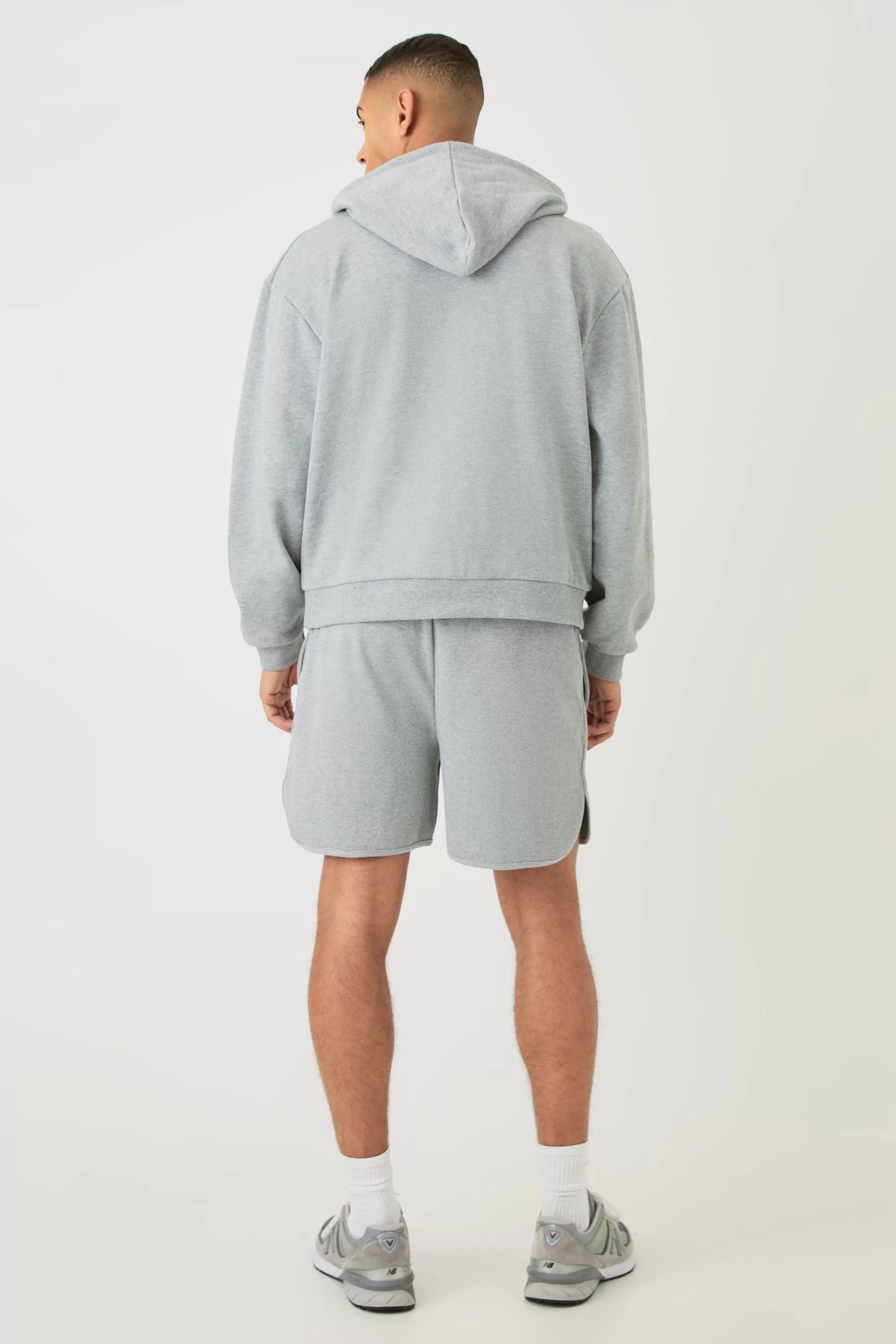 boohooMAN Volley Short Length Heavyweight Ribbed Short | UK