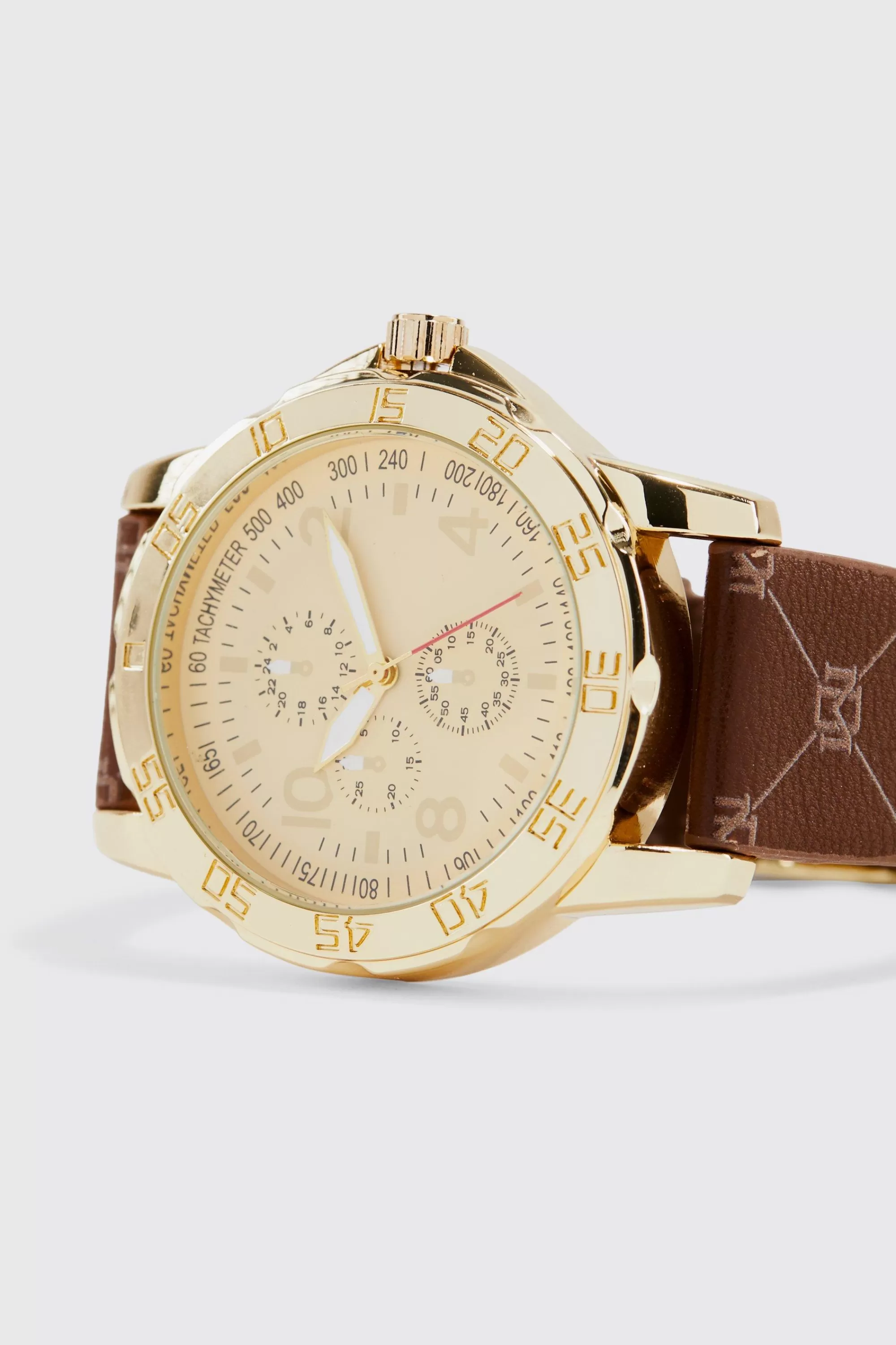 boohooMAN Watch With Faux Leather Print Strap | UK