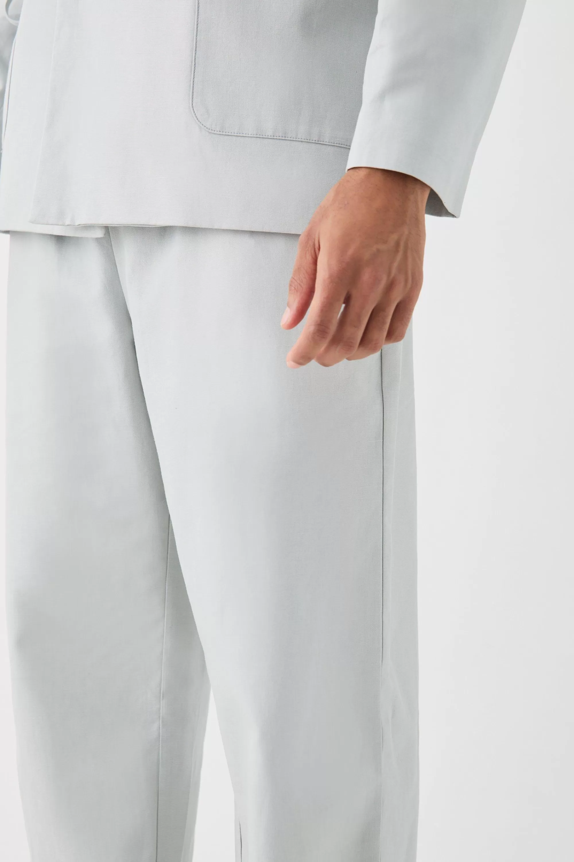 boohooMAN Wide Leg Elasticated Waistband Linen Joggers In | UK