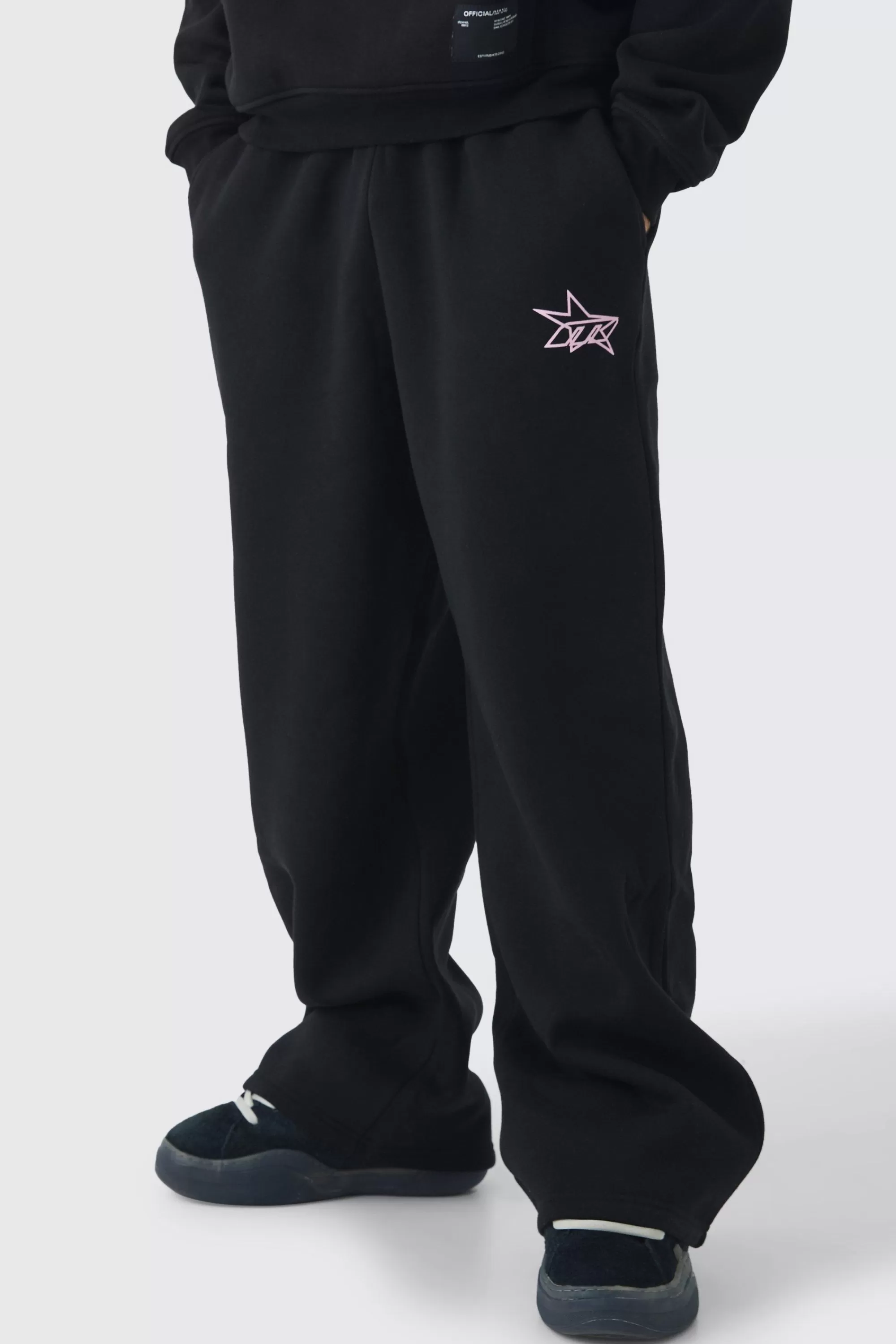 boohooMAN Wide Leg Star Printed Joggers | UK