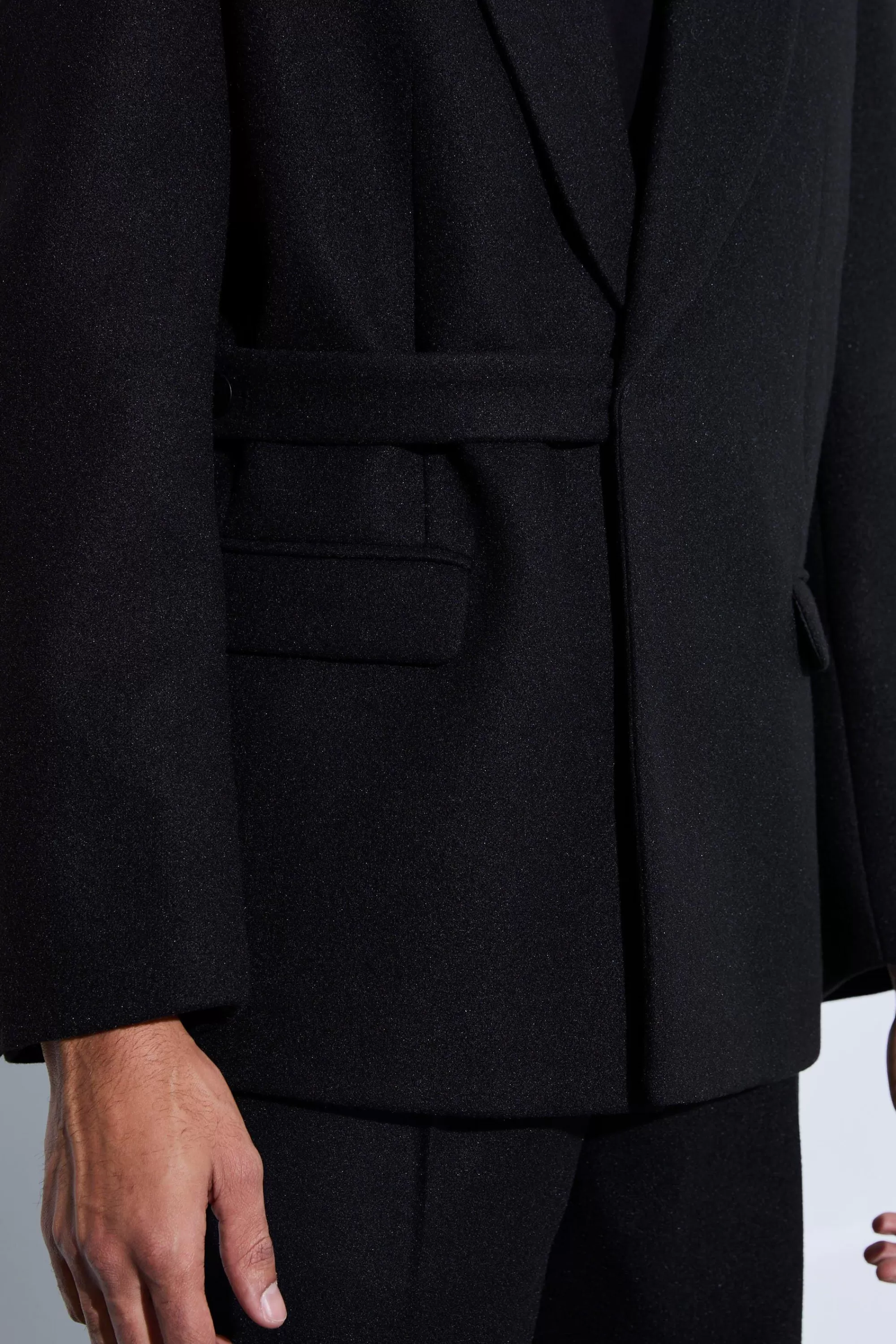 boohooMAN Wool Look Oversized Strap Detail Blazer | UK