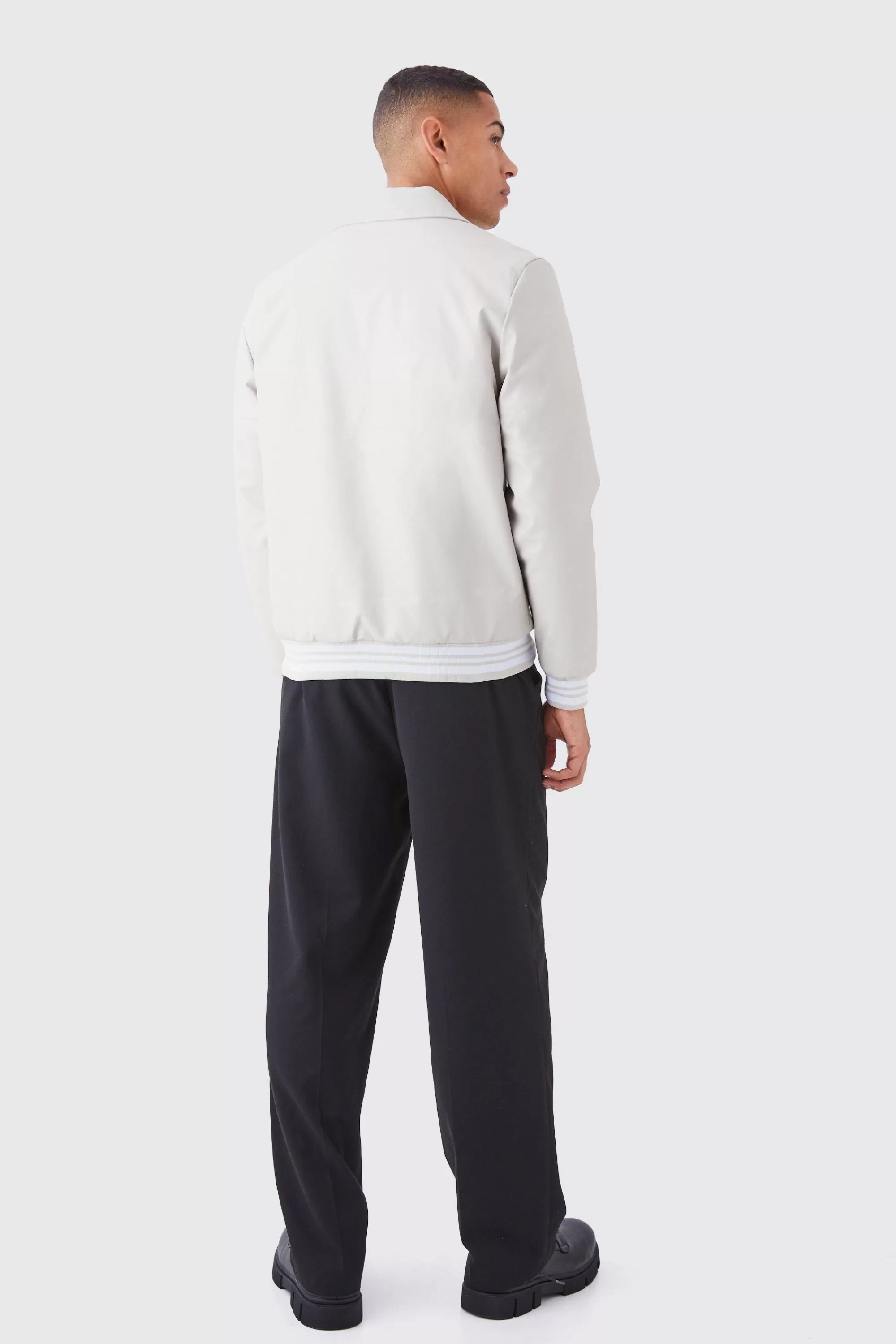 boohooMAN Worldwide Pu Collared Bomber | UK