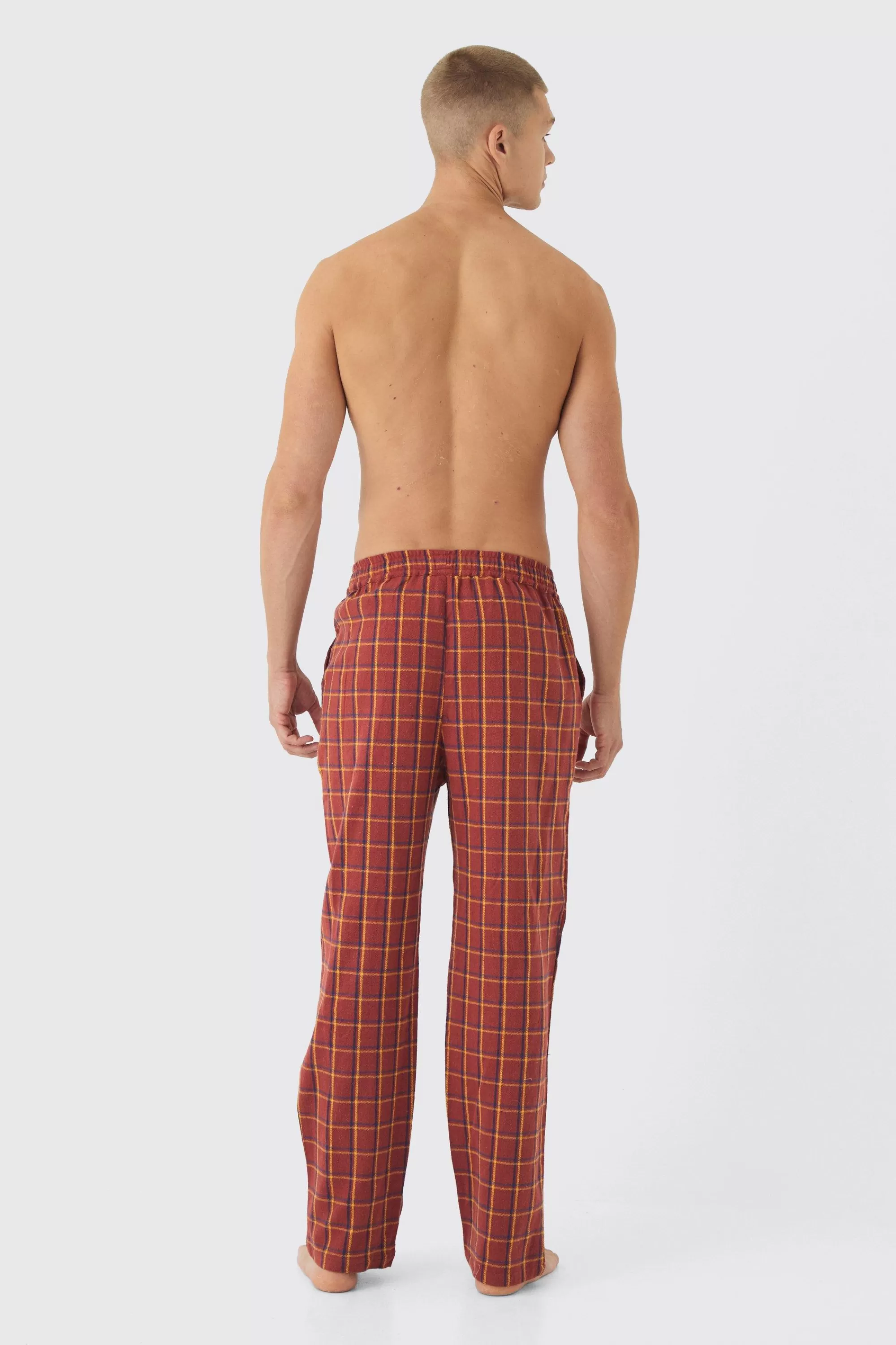 boohooMAN Woven Check Lounge Bottoms | UK