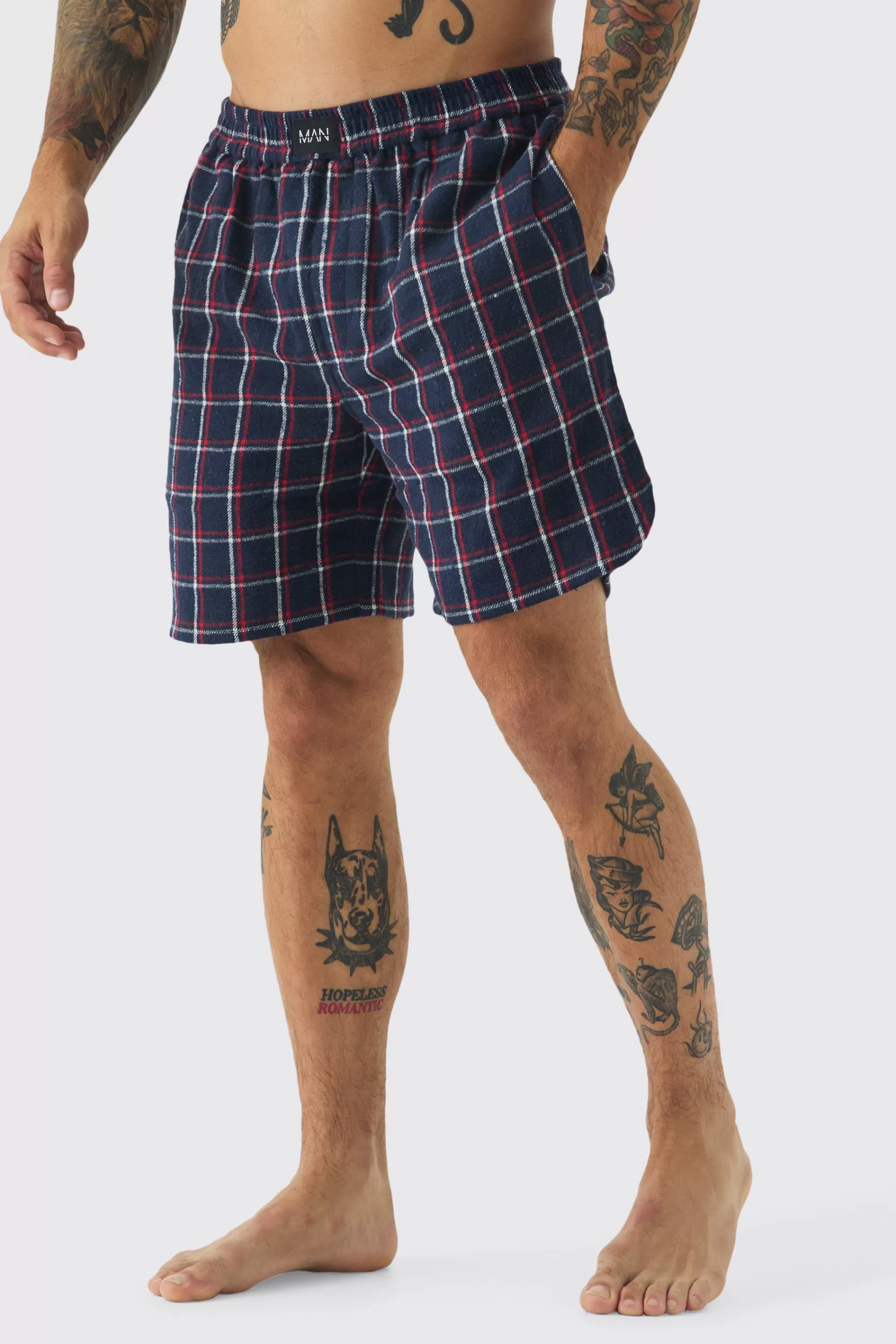 boohooMAN Woven Check Lounge Shorts | UK