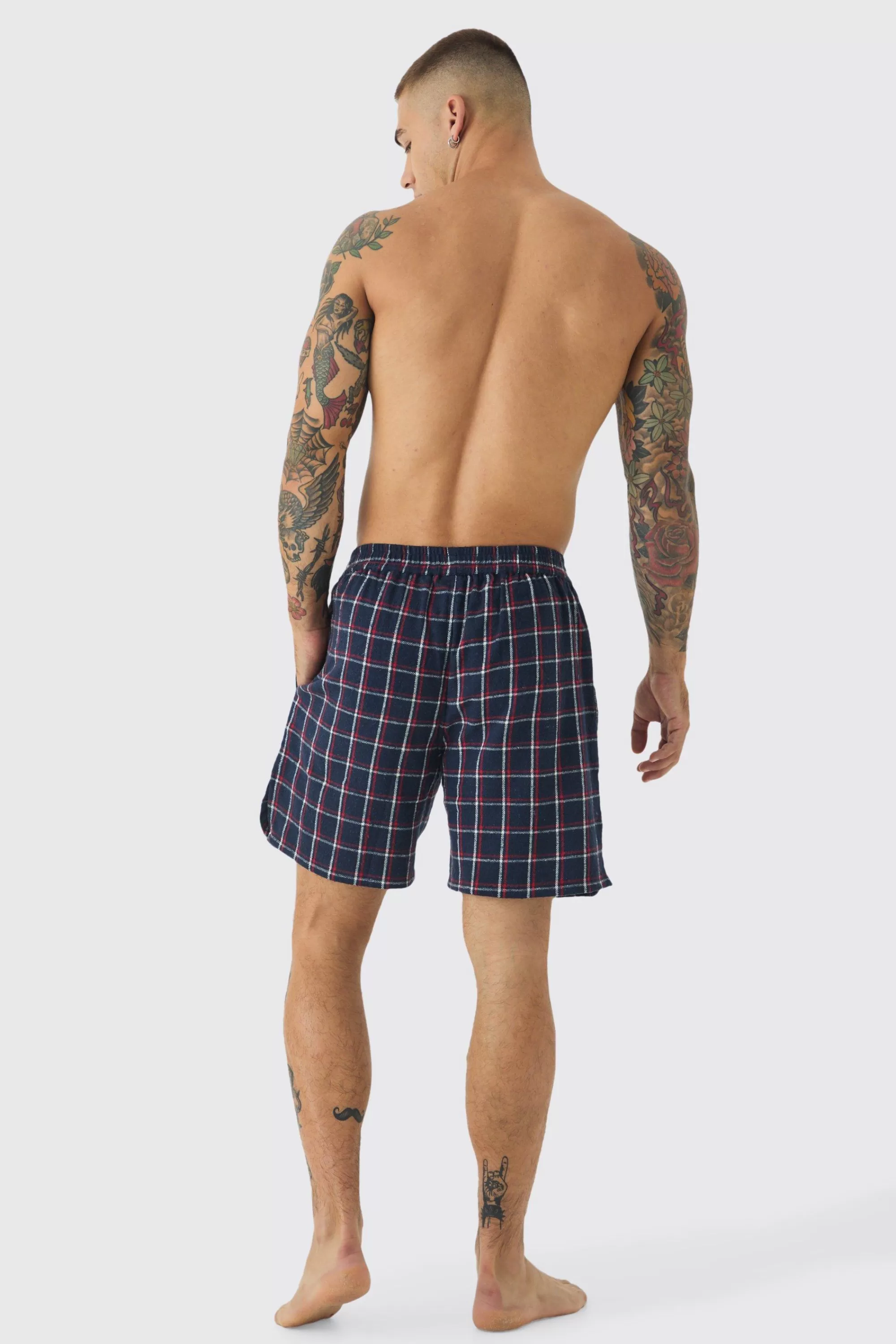 boohooMAN Woven Check Lounge Shorts | UK