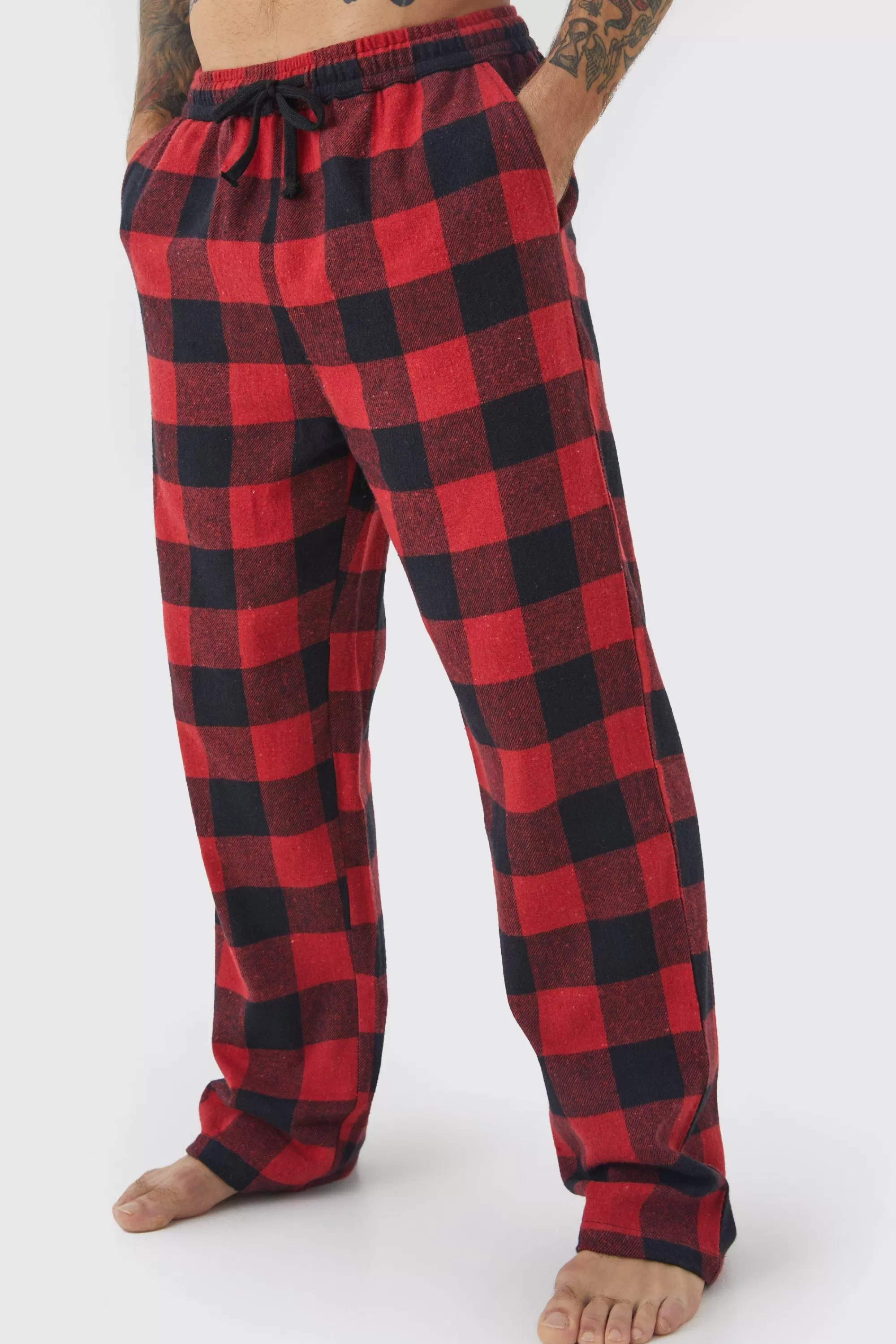 boohooMAN Woven Check Loungewear Pants | UK