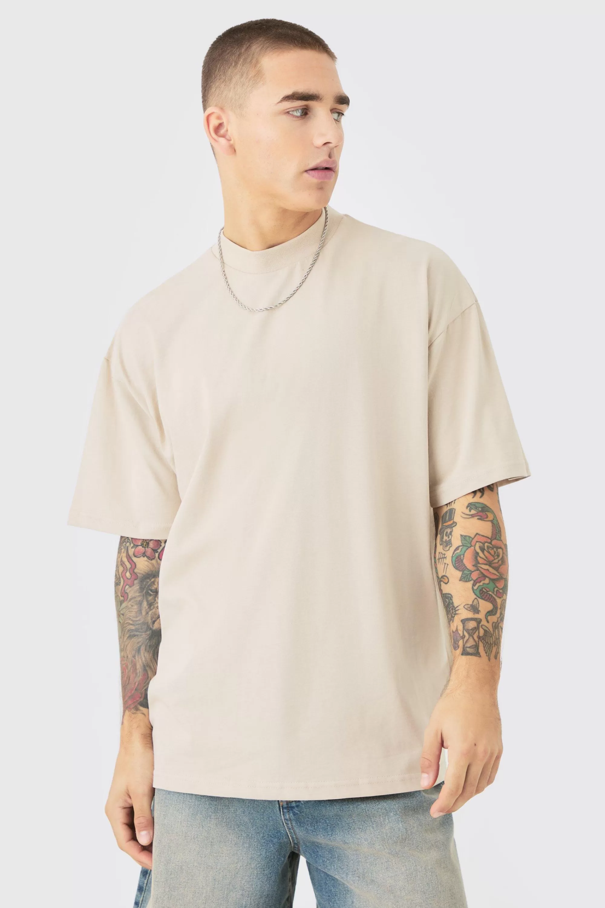 boohooMAN 2 Pack Oversized Heavy Weight T-shirt | UK sand Best