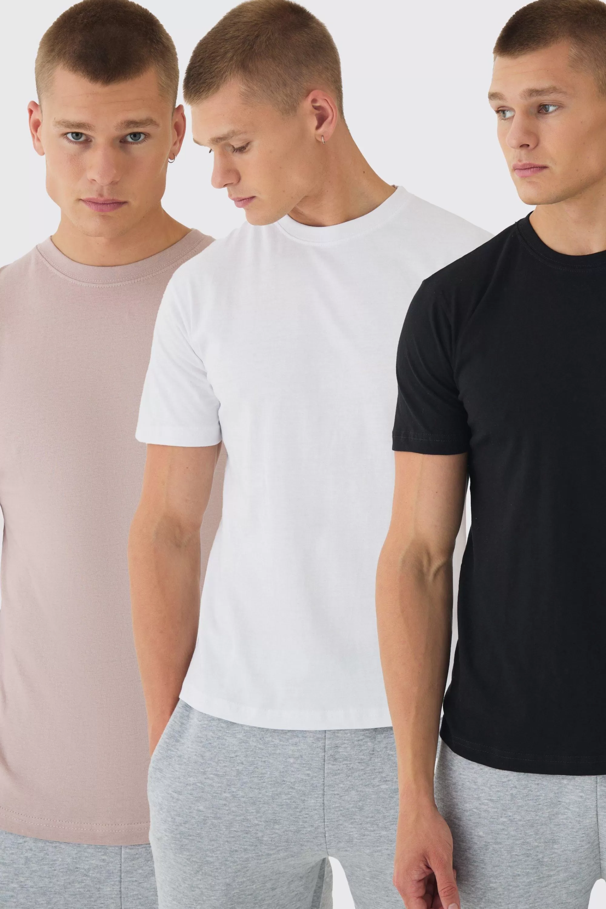 boohooMAN 3 Pack Slim Fit T-shirt | UK multi Hot