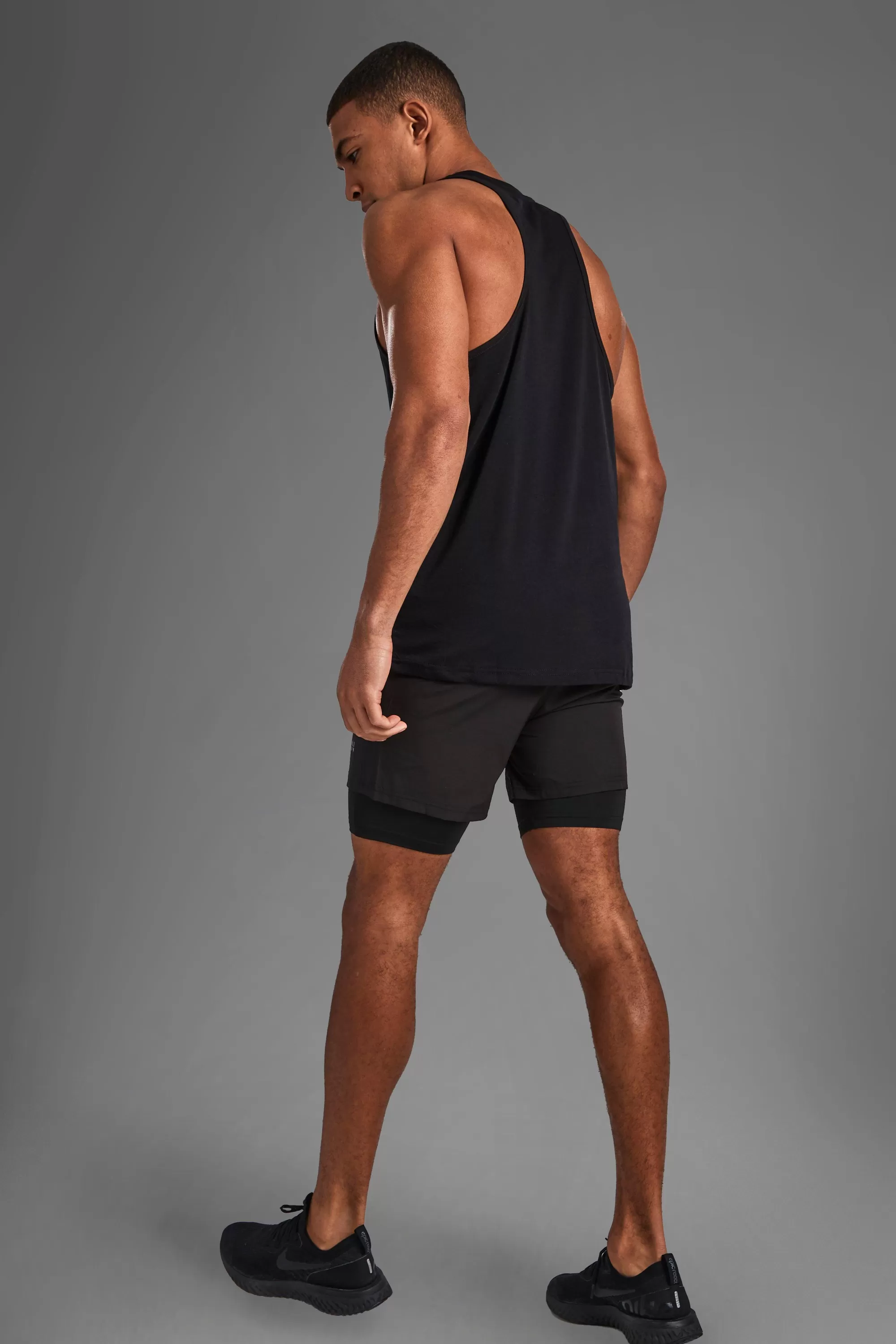 boohooMAN Active Gym Reg Fit Racer Tank | UK black Online