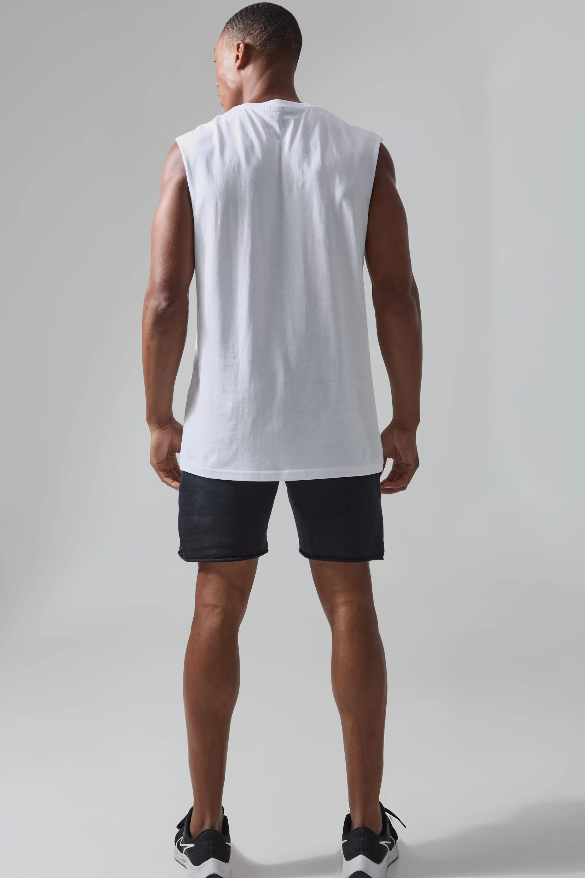 boohooMAN Active Mr Men Mr Strong License Reg Fit Tank | UK white New