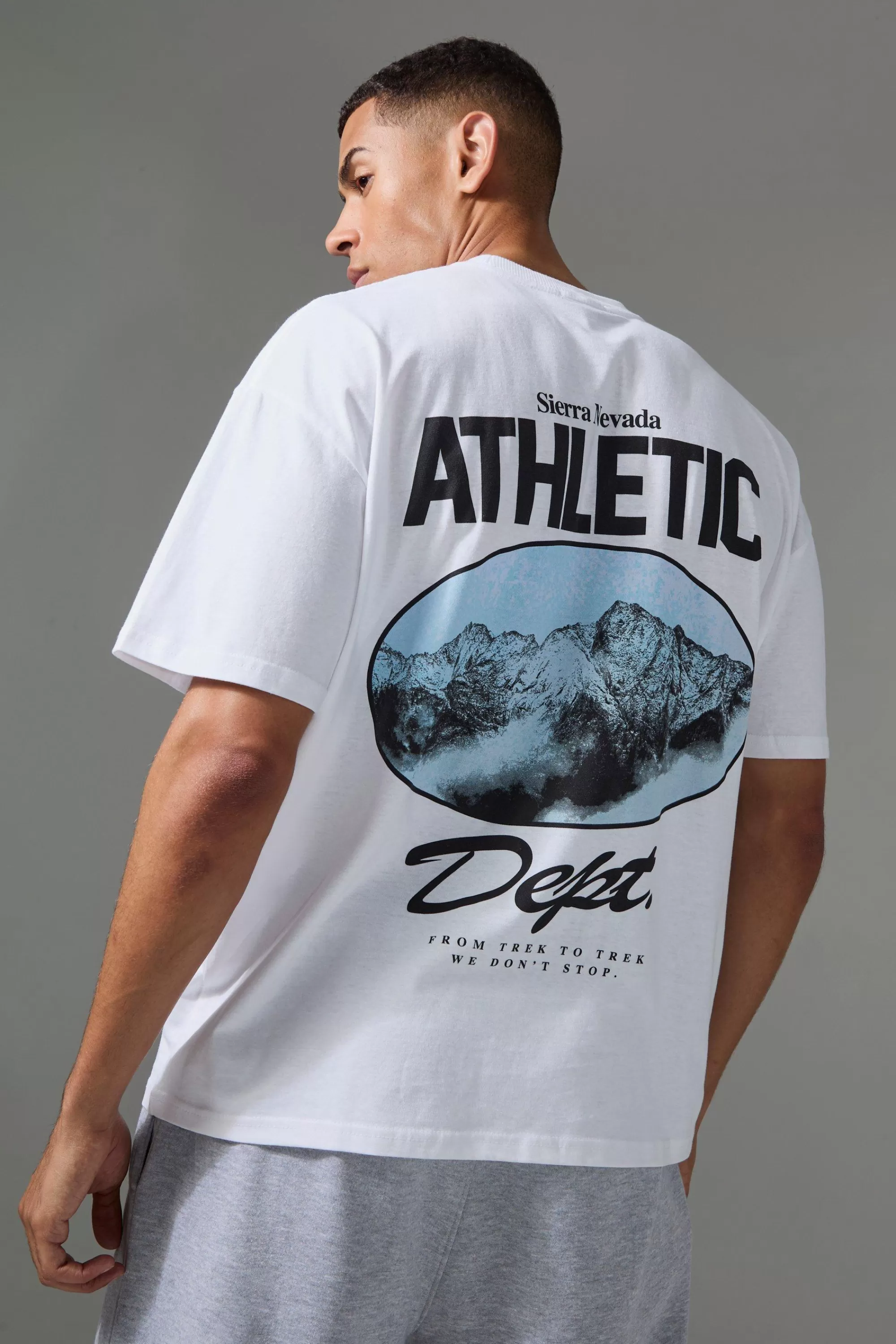 boohooMAN Active Oversized Athletic Dept. Hiking T-shirt | UK white Best